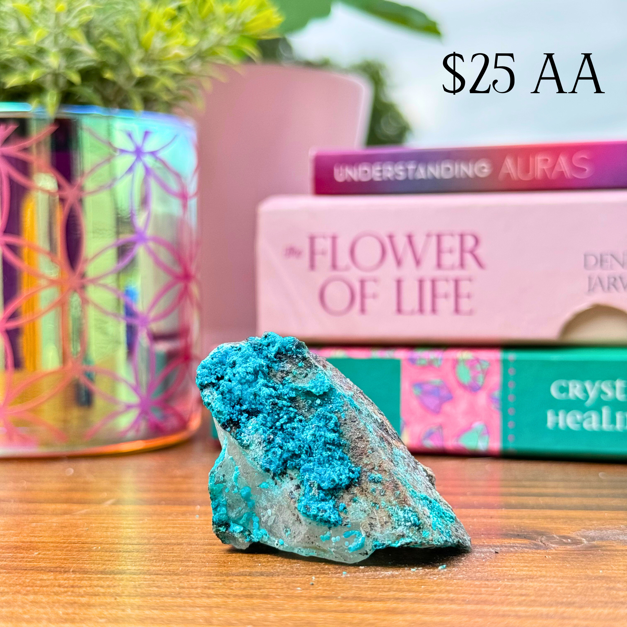 Chrysocolla on Quartz Clusters