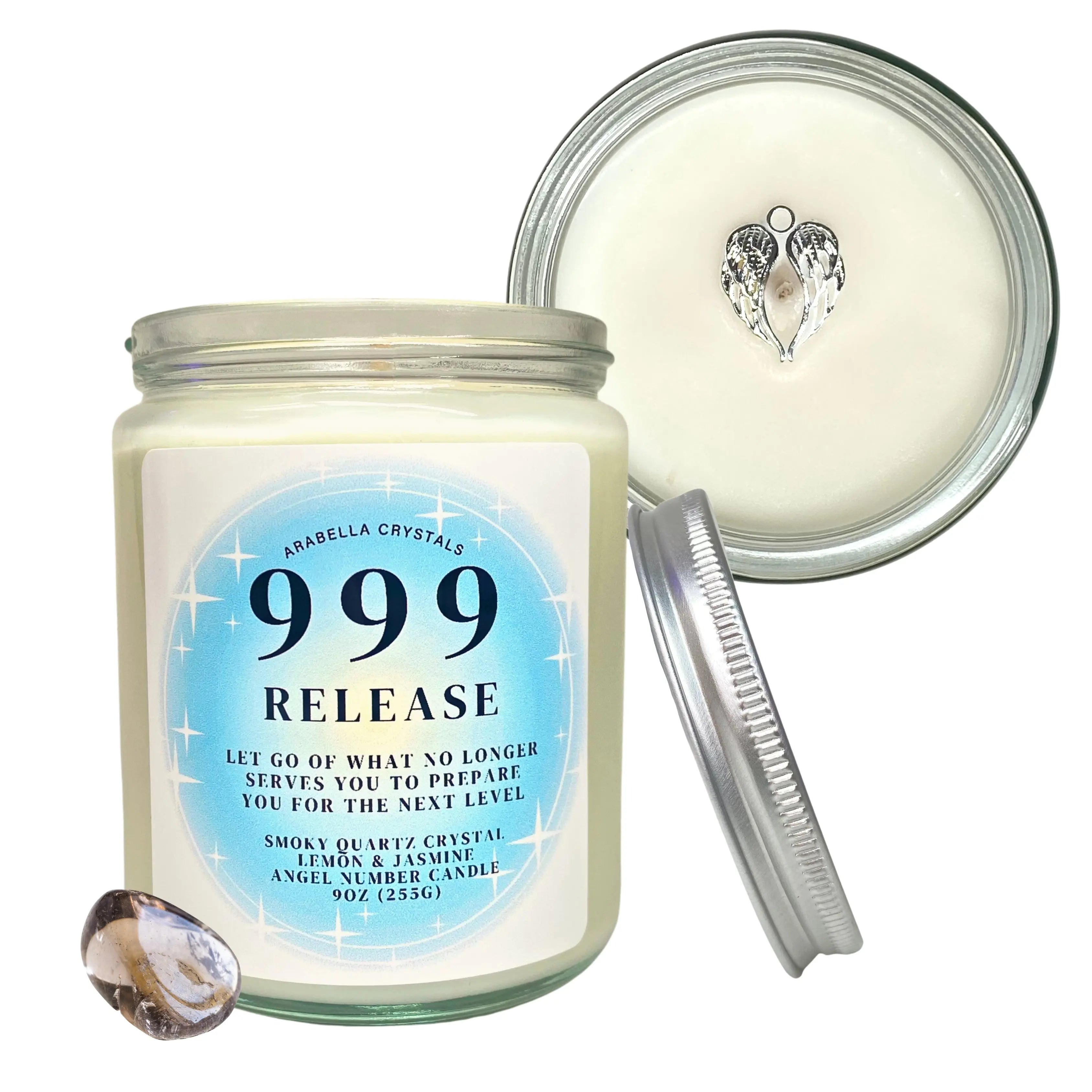 999 Release Angel Number Candle Notes of: Lemon, Honeysuckle & Jasmine