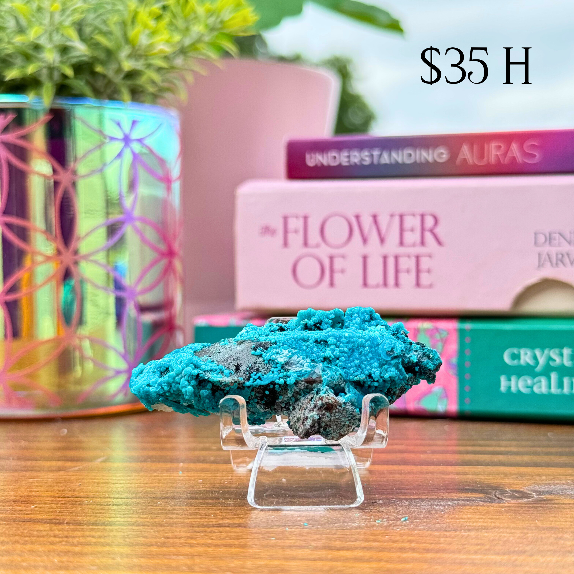 Chrysocolla on Quartz Clusters
