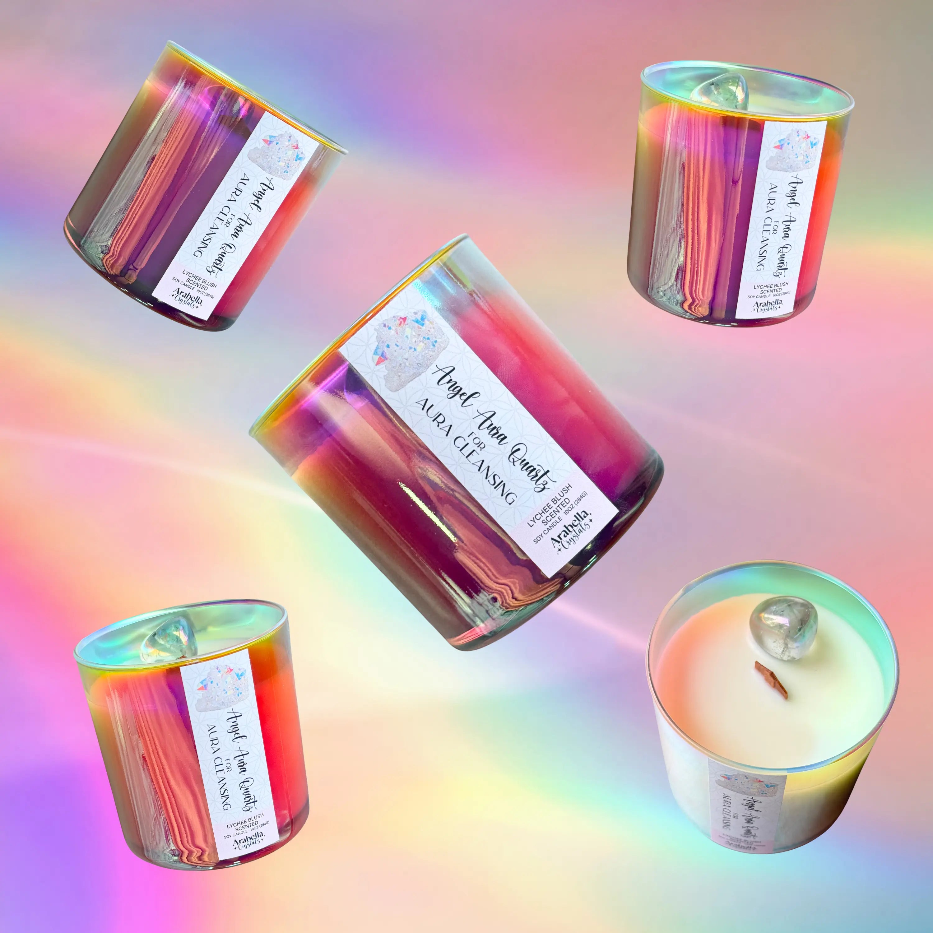 Angel Aura Crystal Candle Notes of: Lychee, Lotus & Sugar