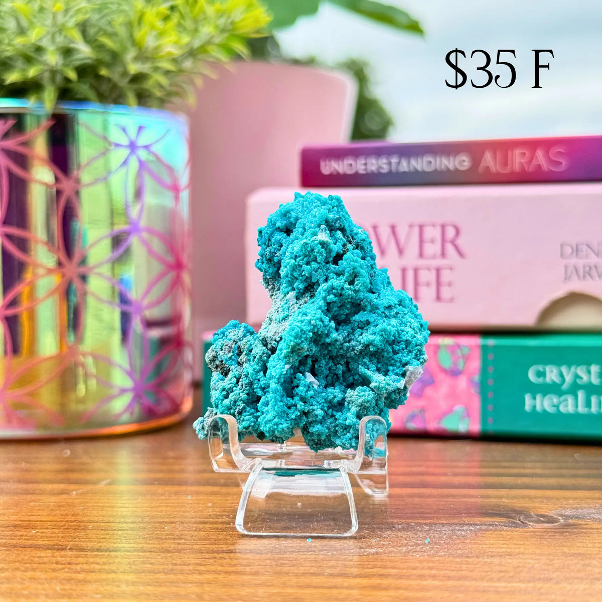 Chrysocolla on Quartz Clusters Arabella Crystals