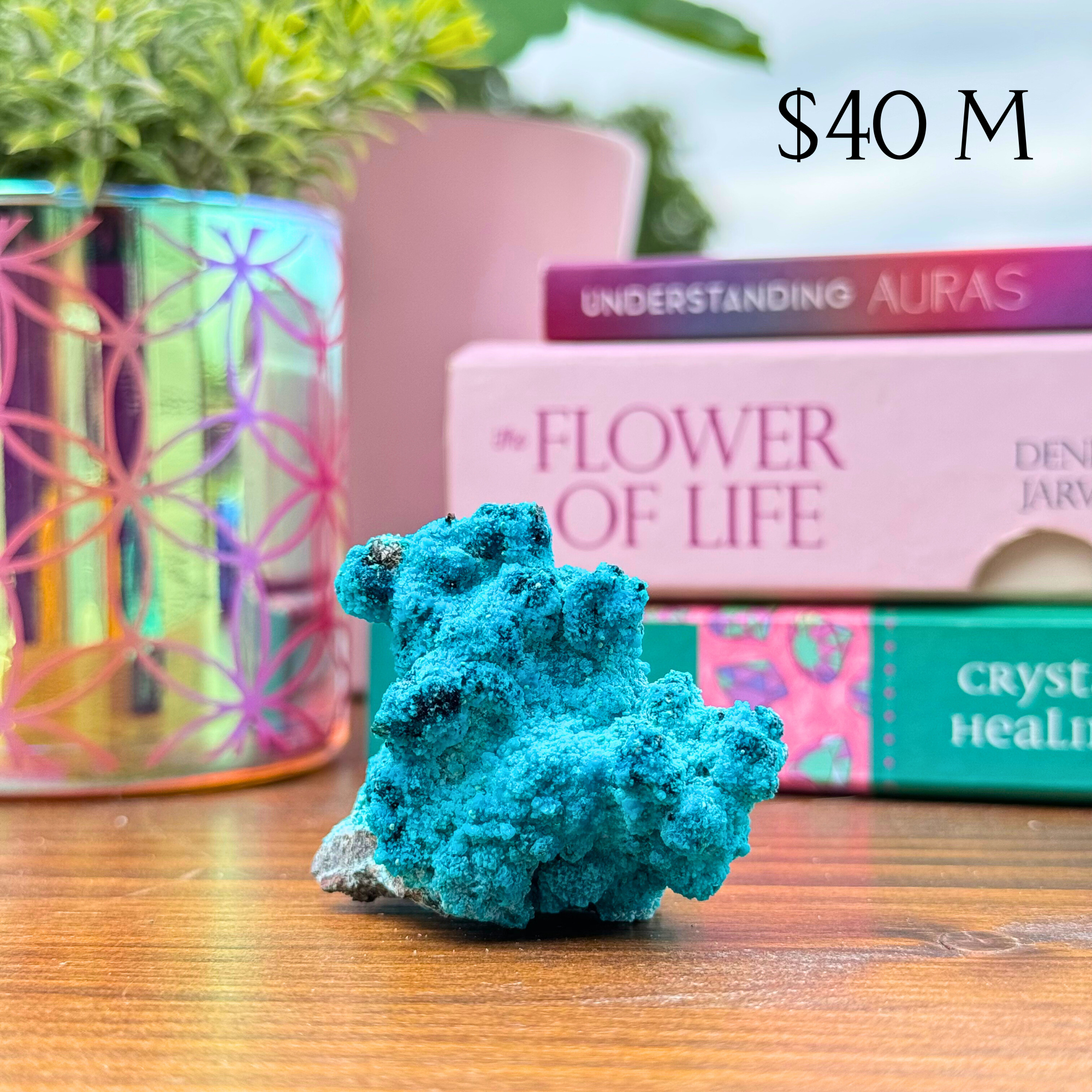 Chrysocolla on Quartz Clusters