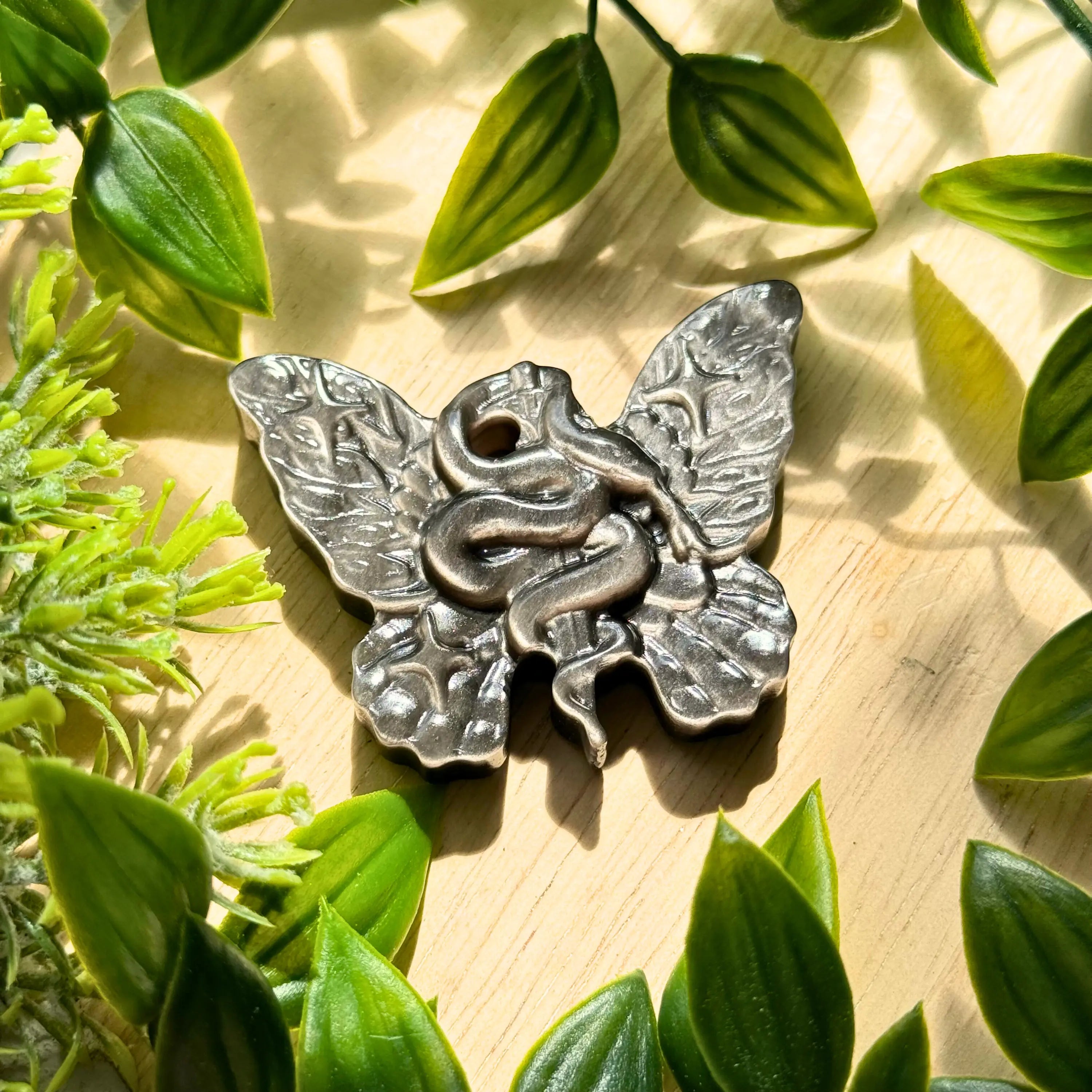 Silver Sheen Obsidian Butterfly Serpent Carving Arabella Crystals