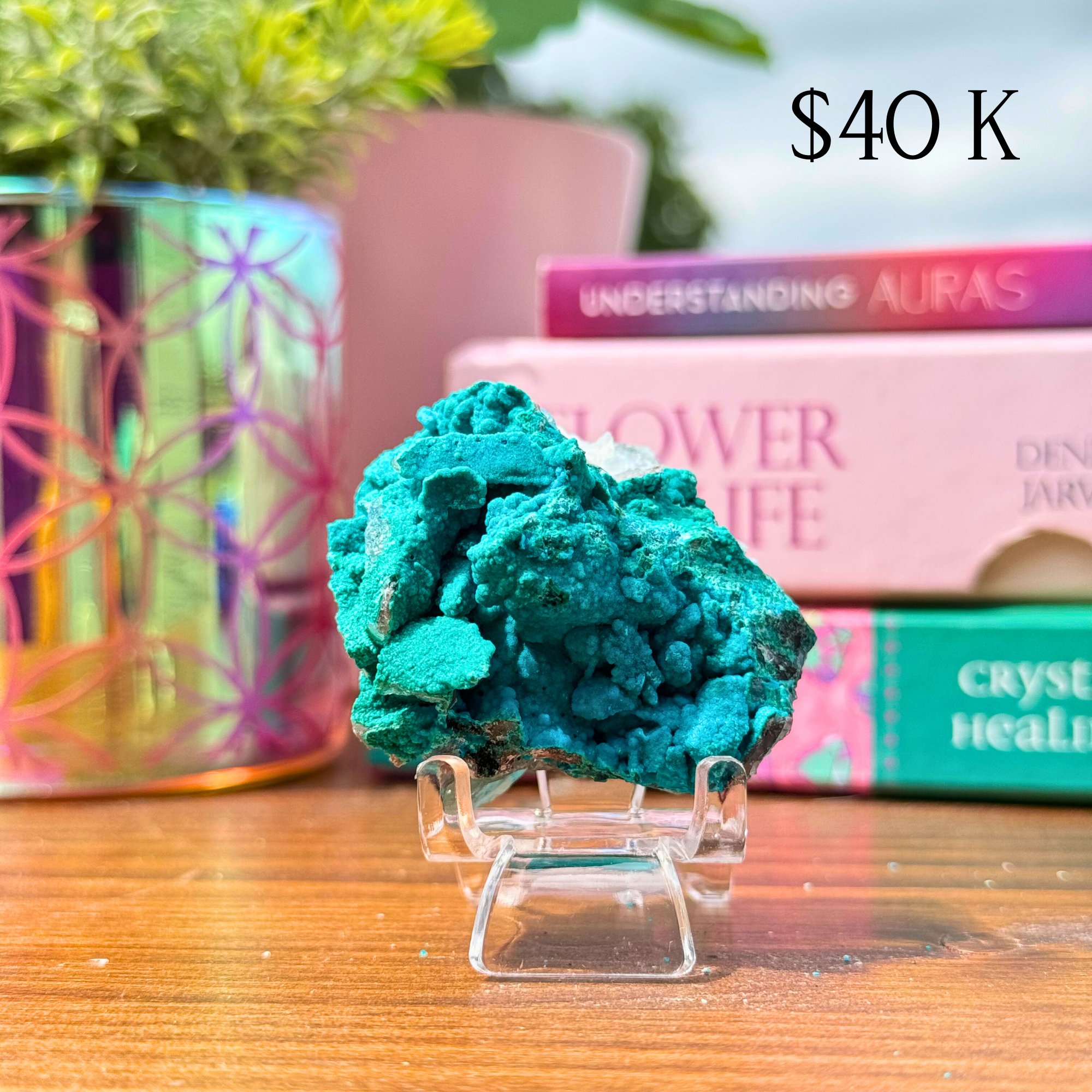Chrysocolla on Quartz Clusters