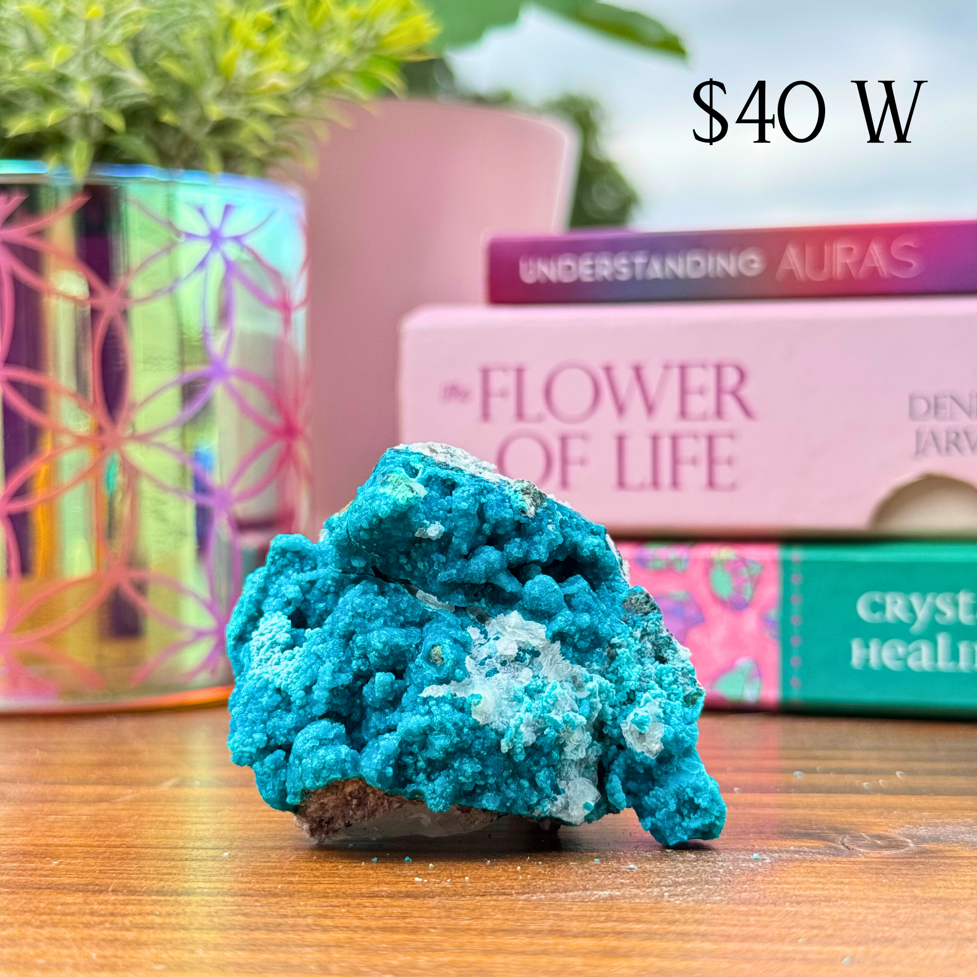 Chrysocolla on Quartz Clusters