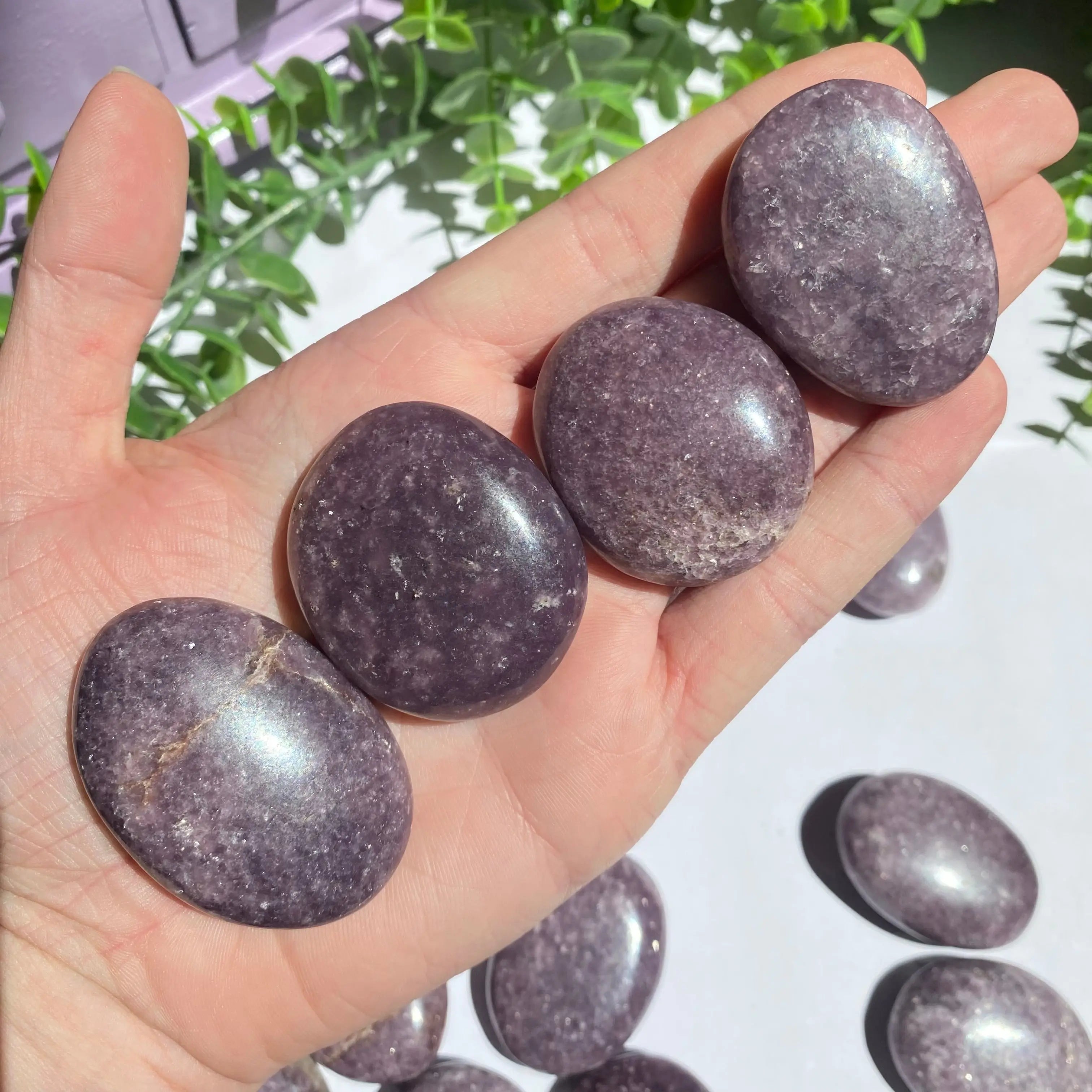 Lepidolite x Smoky Quartz (Unicorn Stone) Palm Stone Arabella Crystals