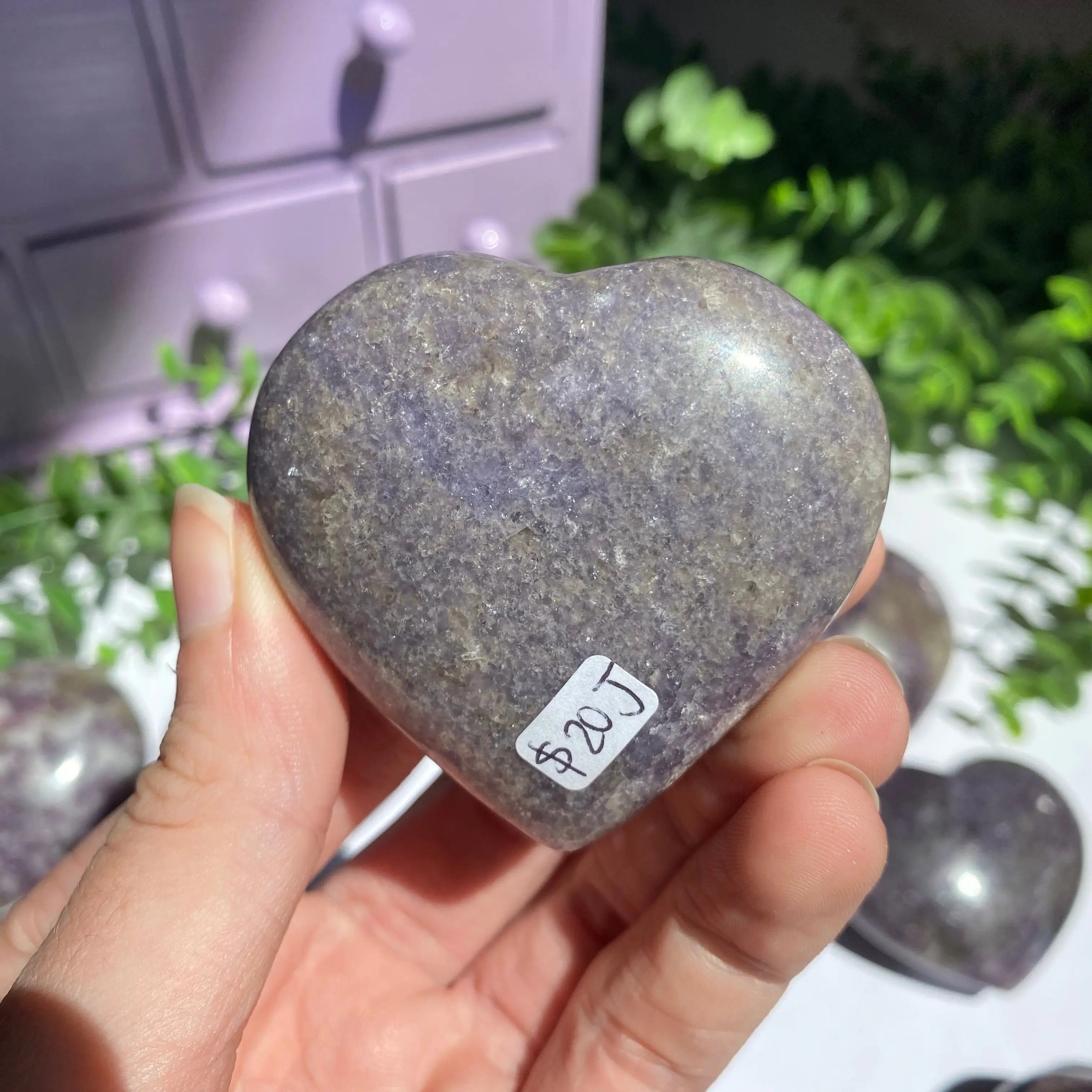 Lepidolite x Smoky Quartz (Unicorn Stone) Heart Arabella Crystals