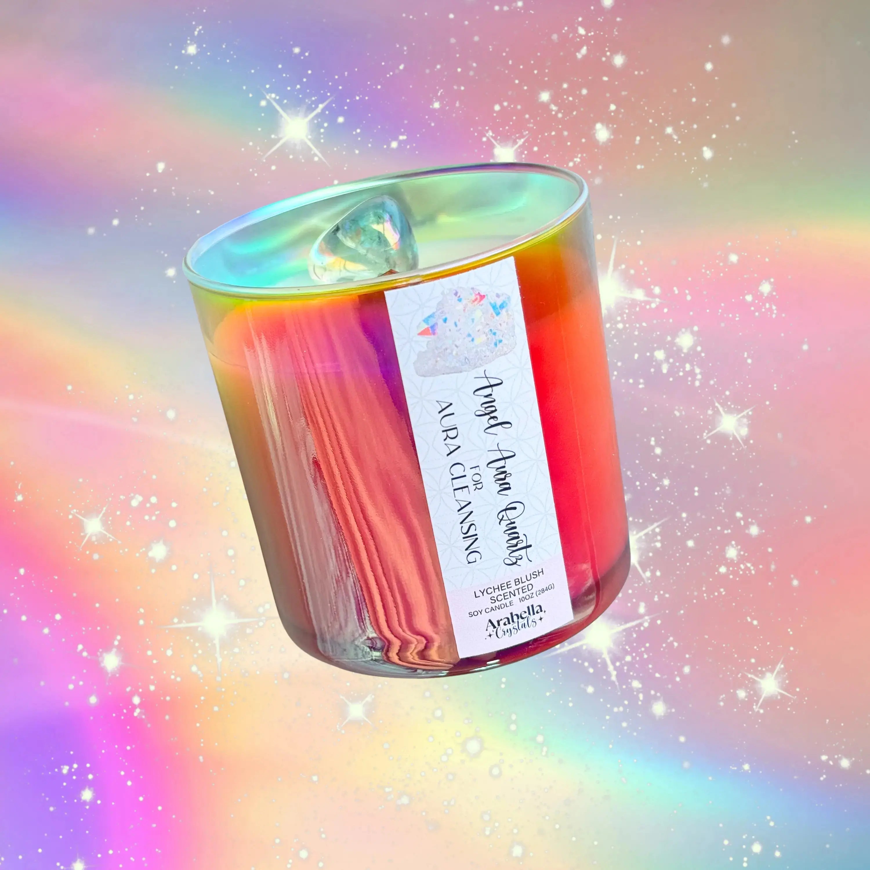 Angel Aura Crystal Candle Notes of: Lychee, Lotus & Sugar