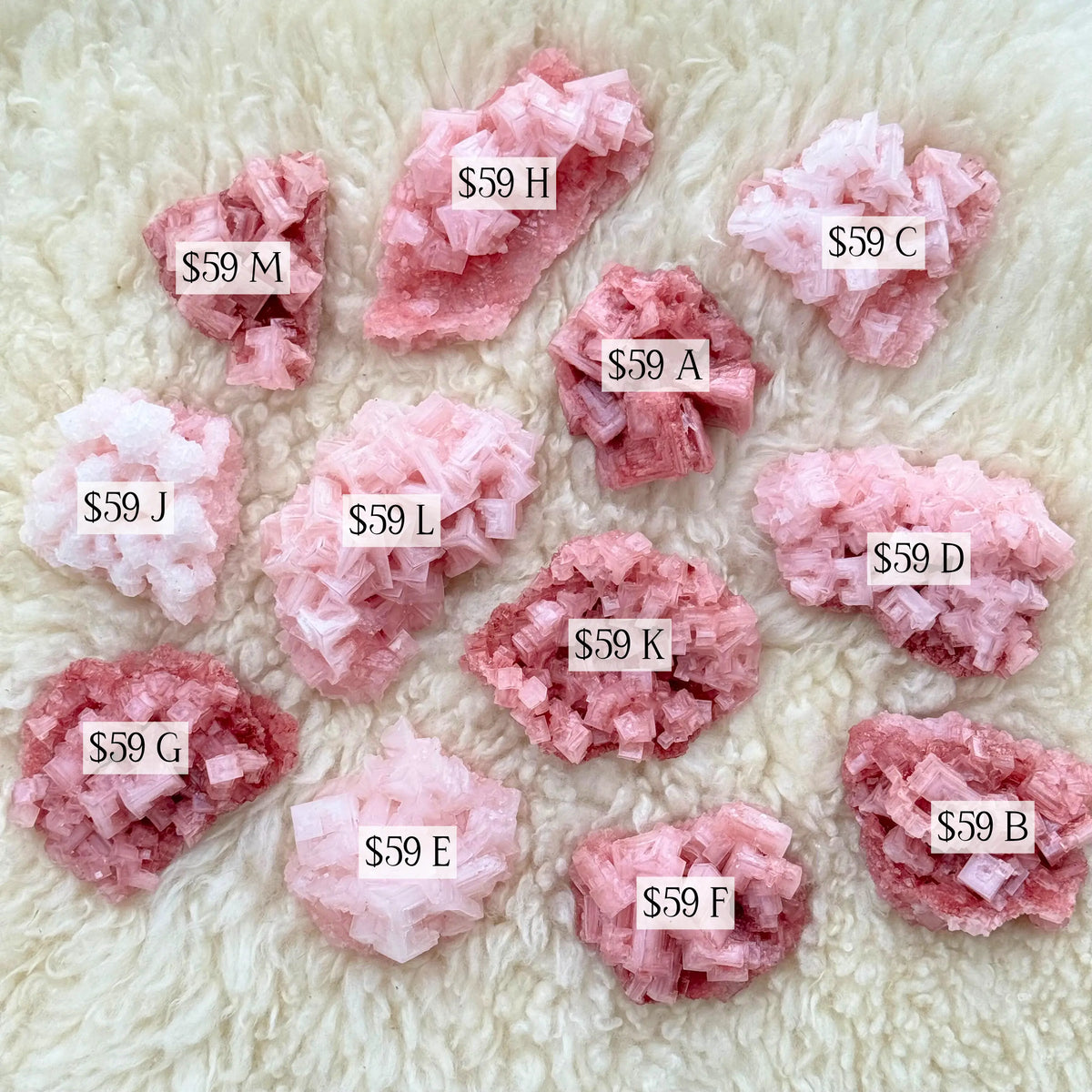 Pink Halite Clusters Arabella Crystals