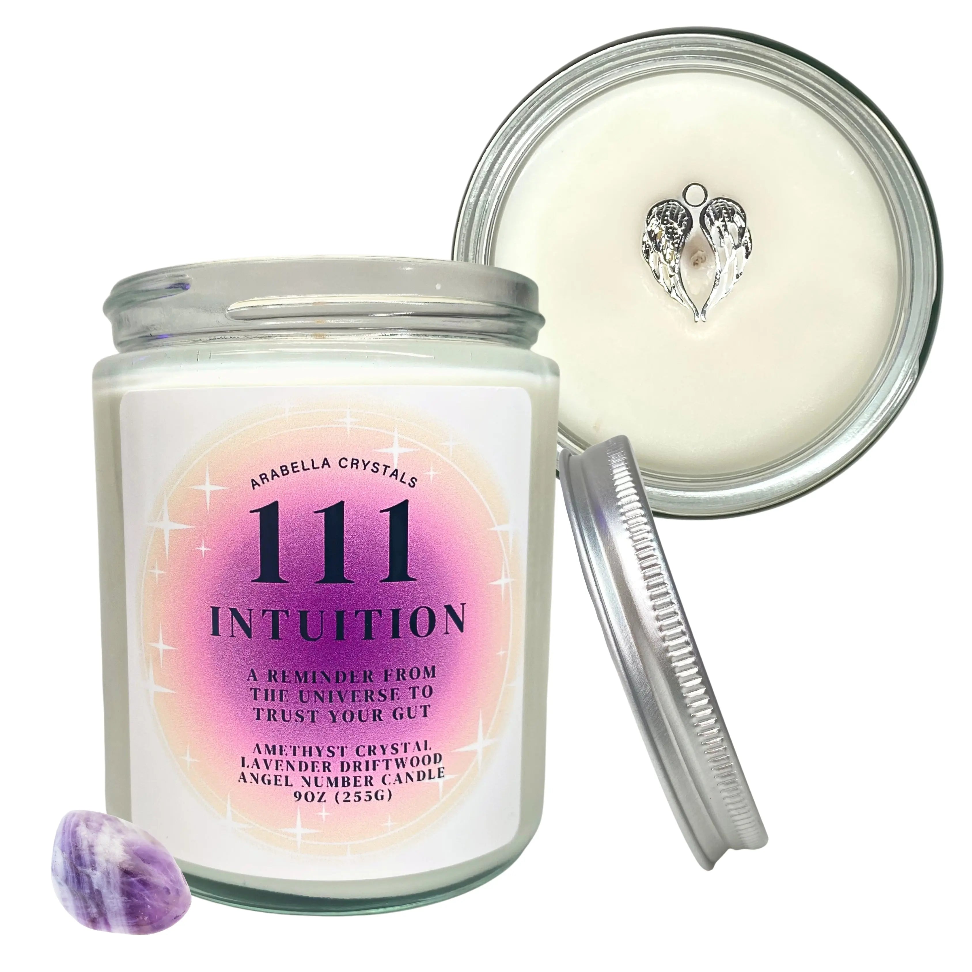 111 Intuition Angel Number Candle Notes of: Lavender, Amber & Cedar