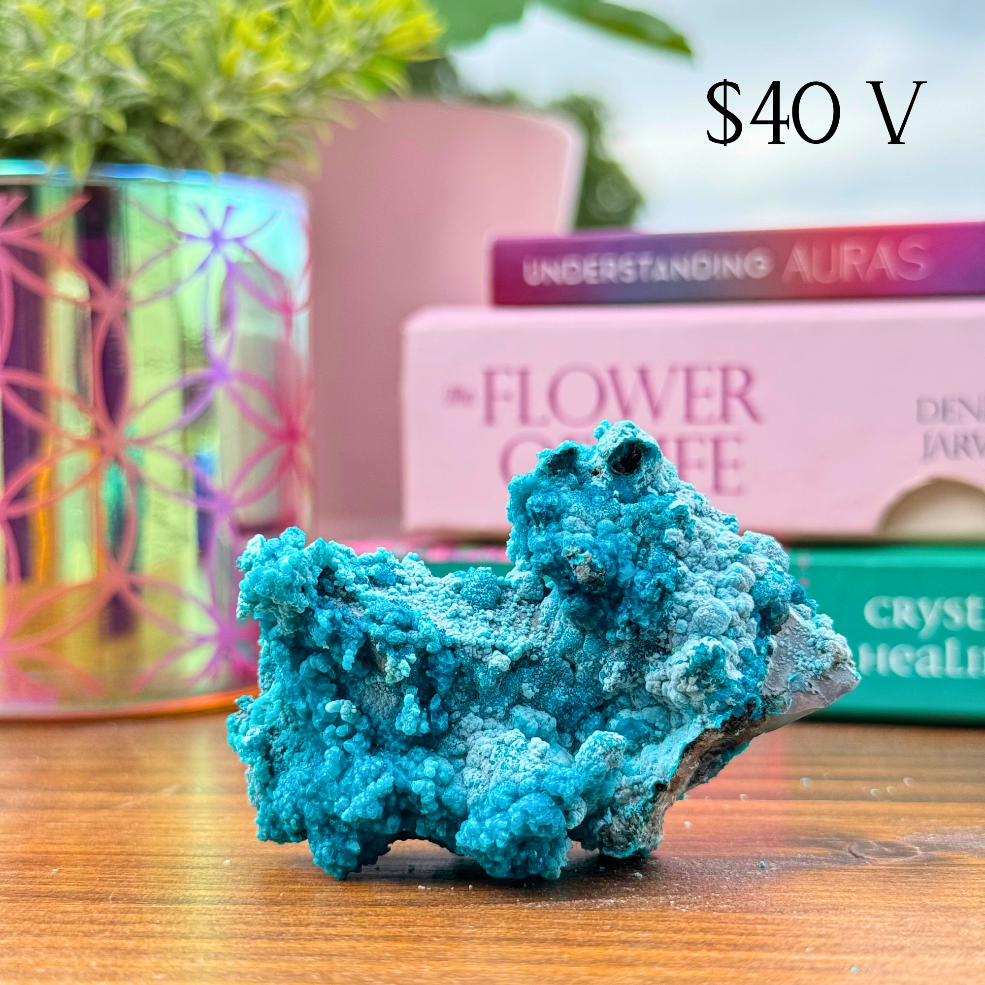 Chrysocolla on Quartz Clusters