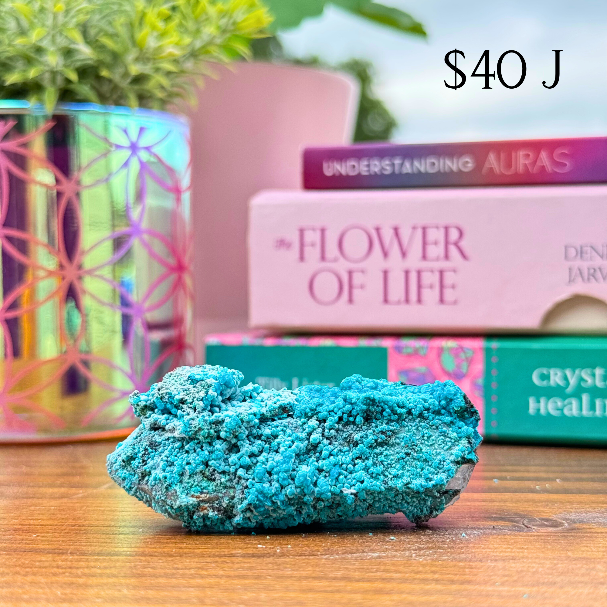Chrysocolla on Quartz Clusters