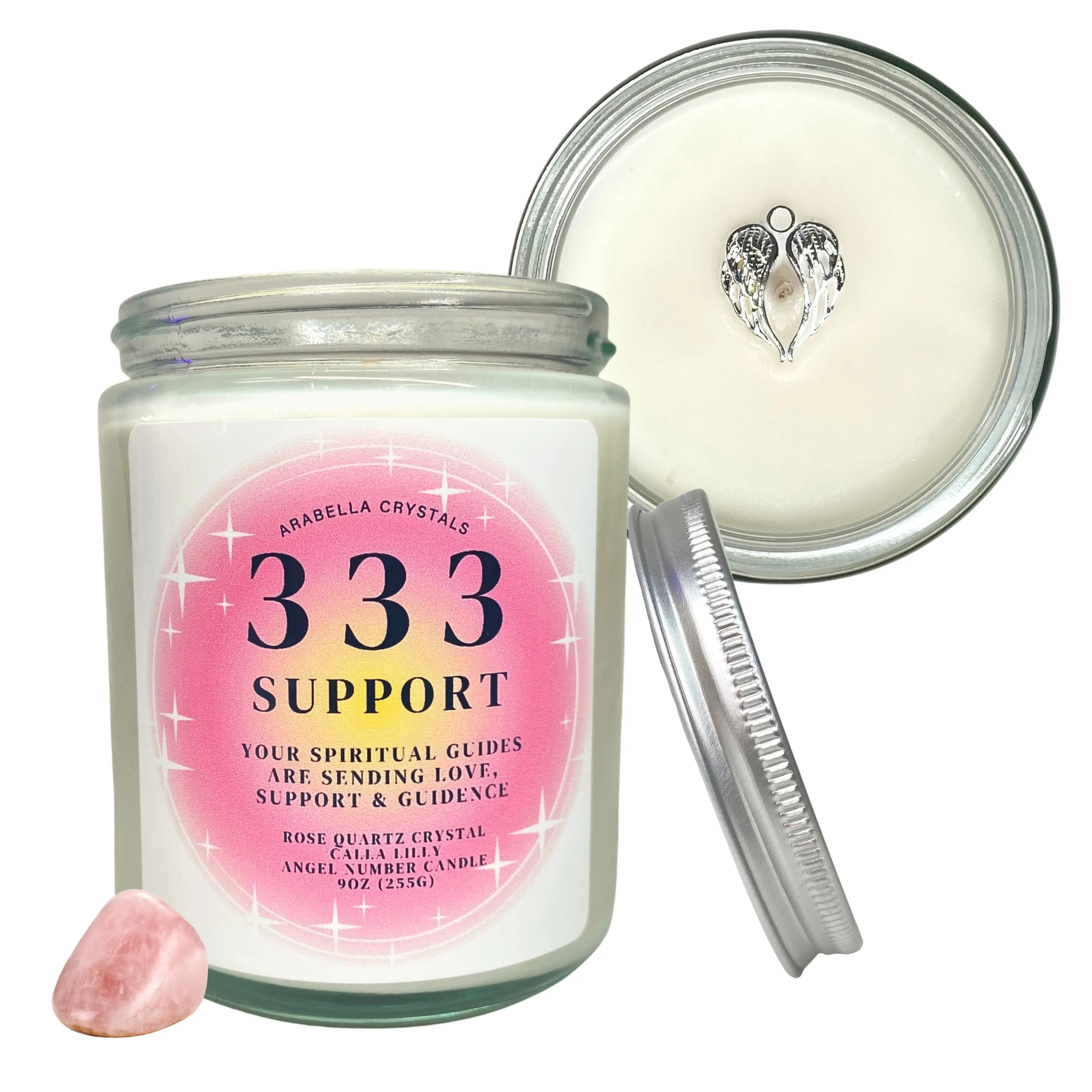 333 Support Angel Number Candle Notes of: Green Leaves, Honeysuckle & Sandalwood
