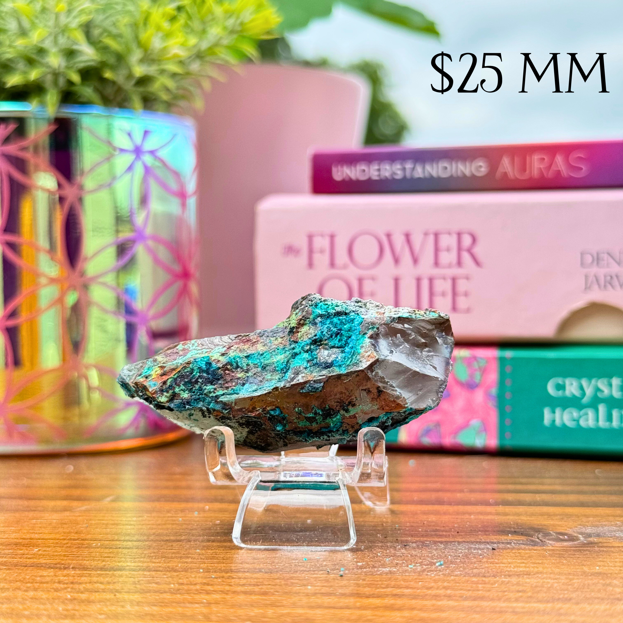 Chrysocolla on Quartz Clusters
