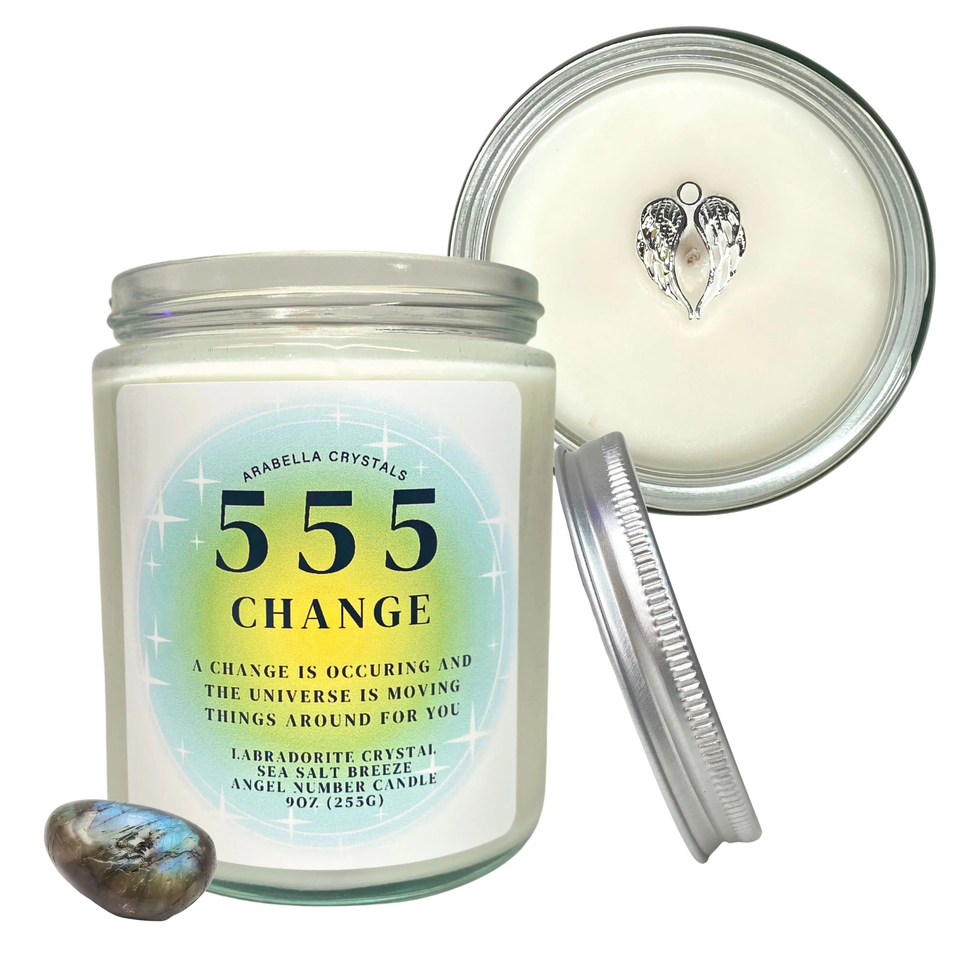 555 Change Angel Number Candle Notes of: Orange, Sea Salt & Orchid