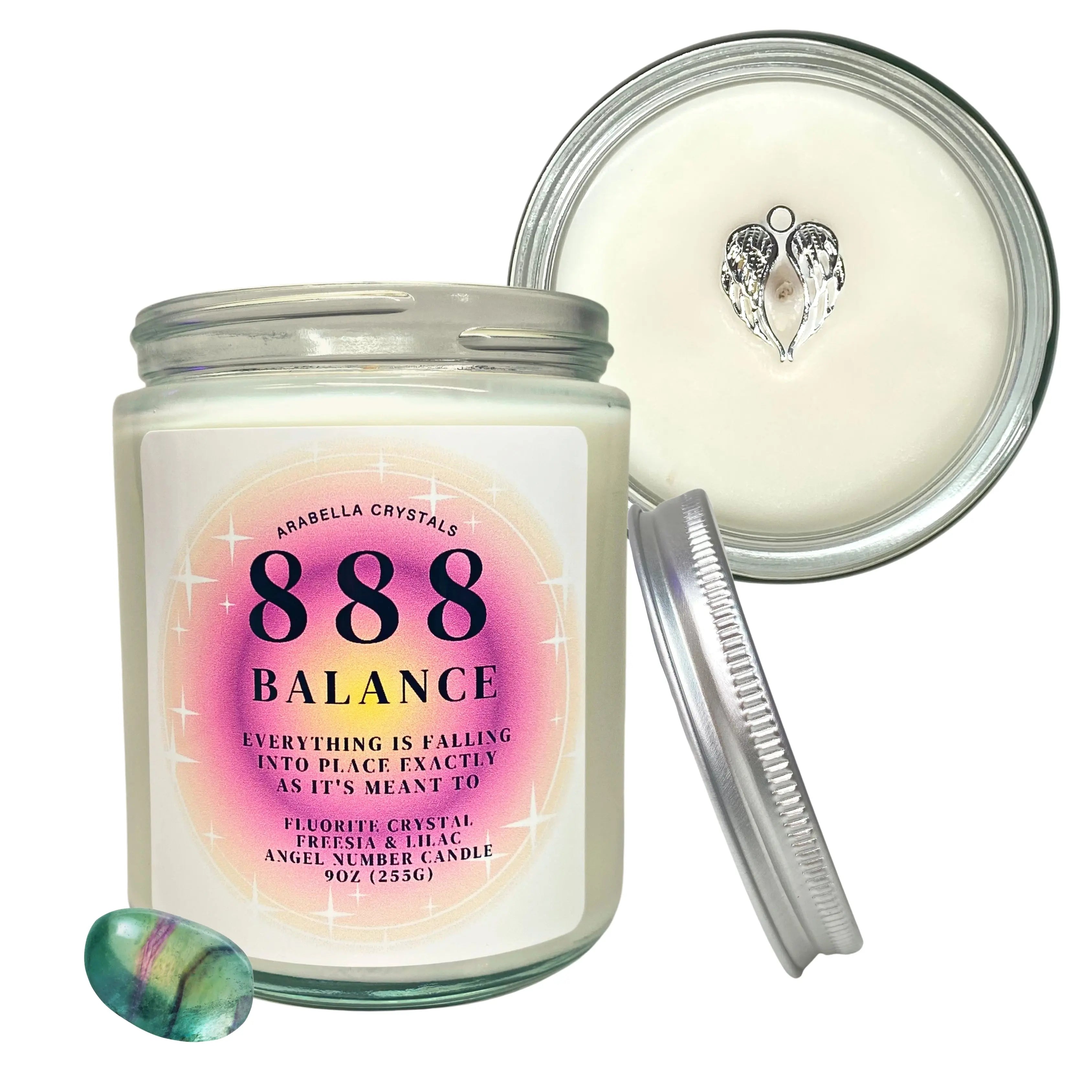 888 Balance Angel Number Candle Notes of: Tangerine, Freesia & Light Musk