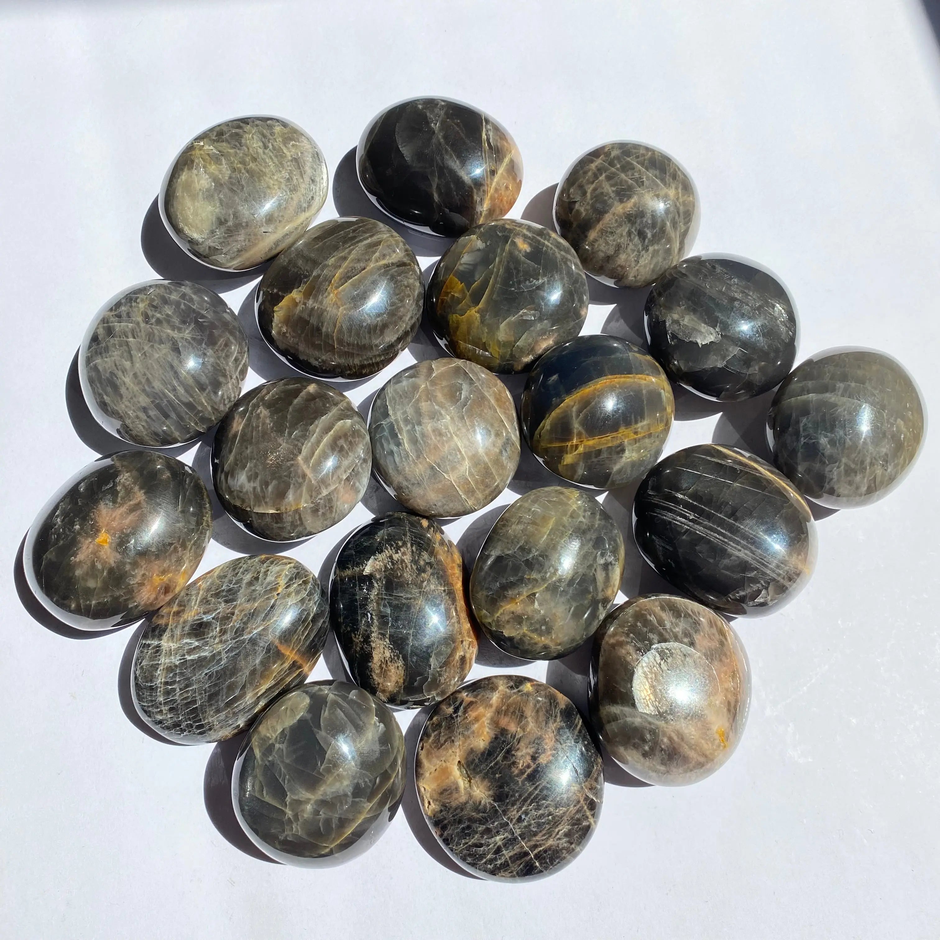 Black Moonstone Palm Stone Arabella Crystals