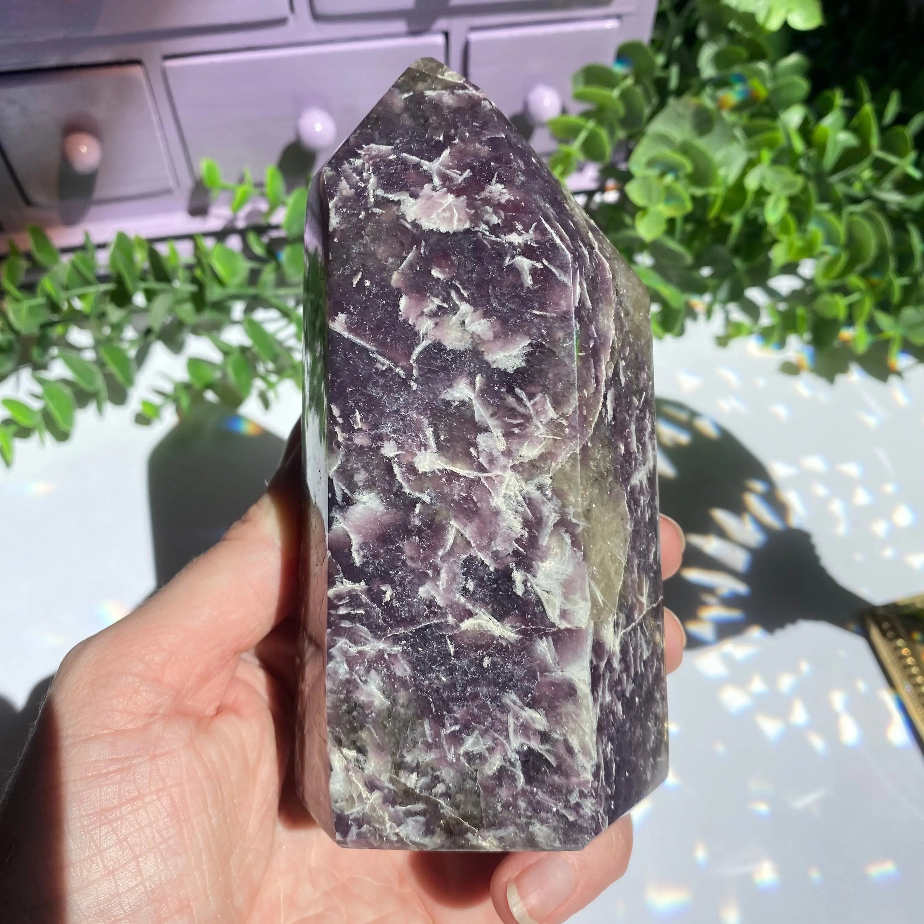Lepidolite x Smoky Quartz (Unicorn Stone) Point Arabella Crystals