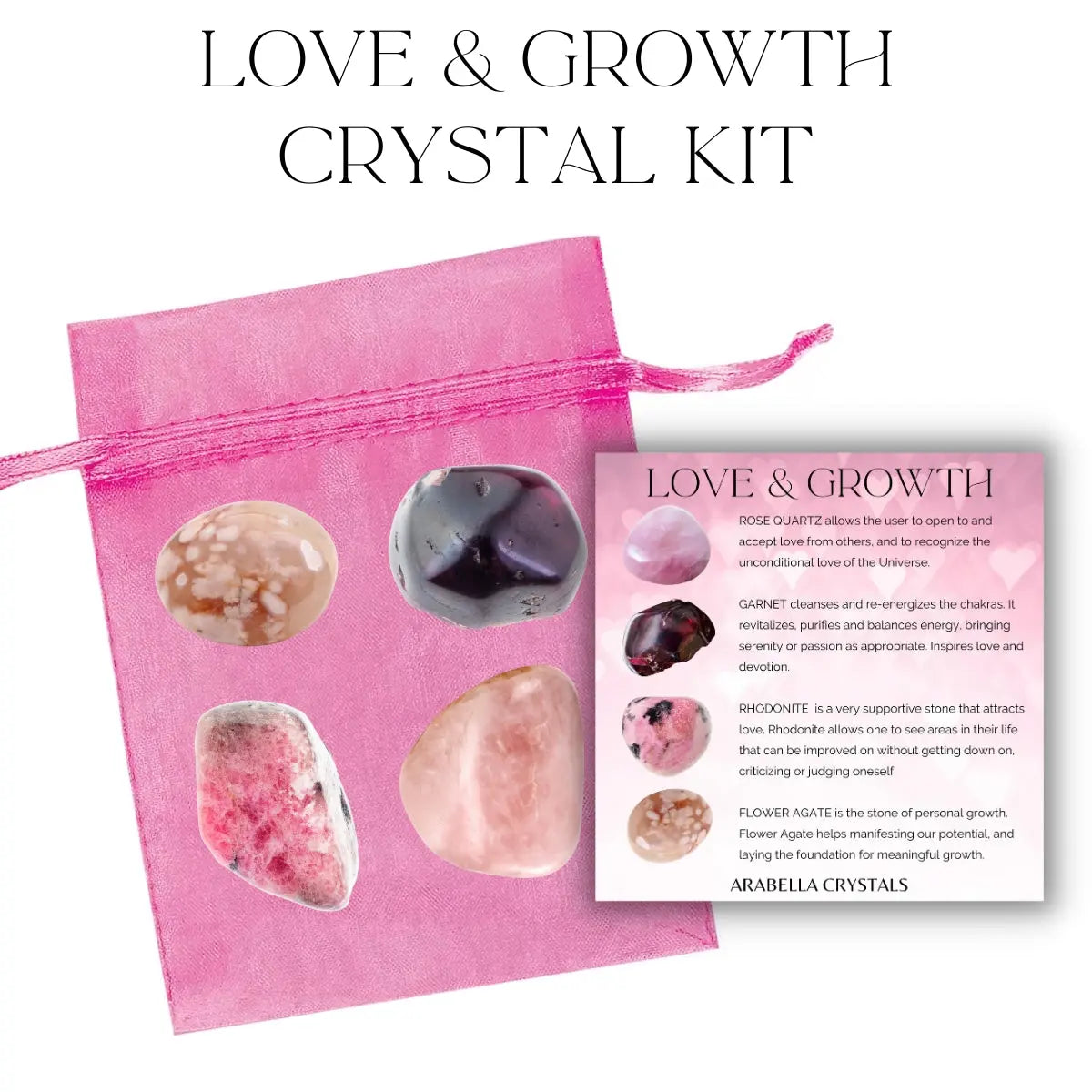 Love & Growth Crystal Kit Healing, Compassion, Transformation