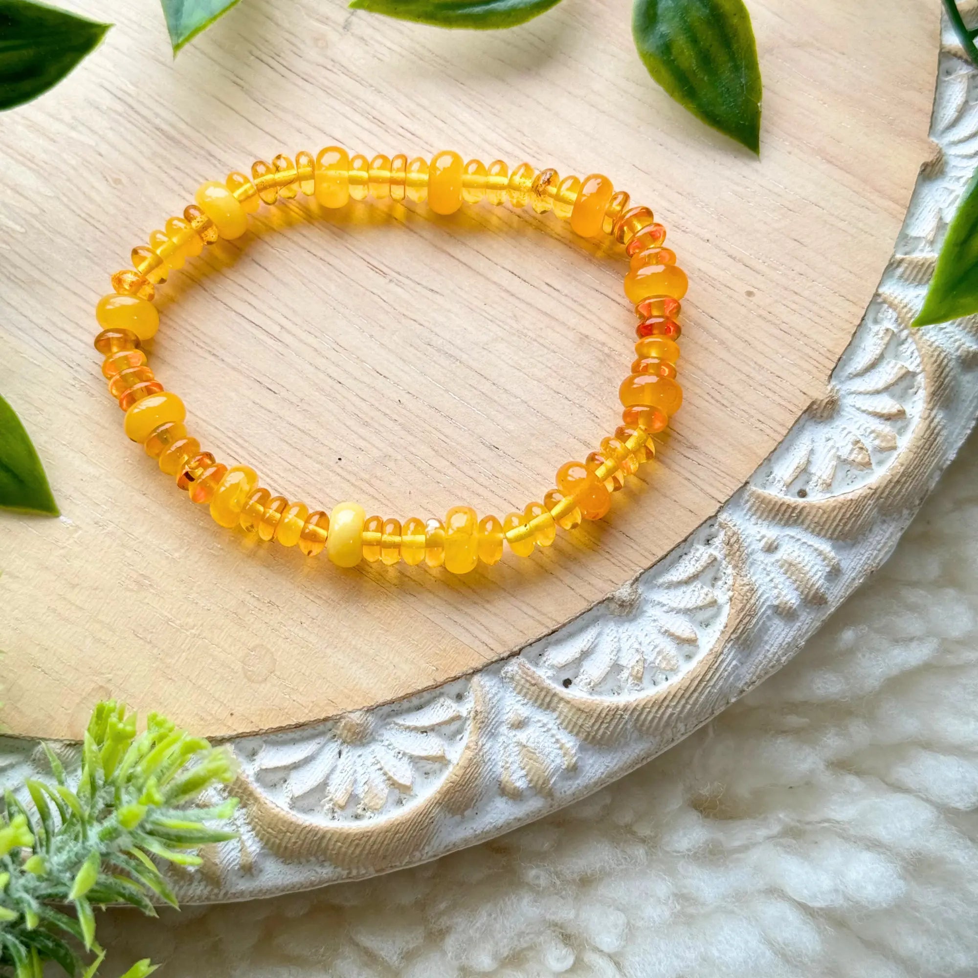 Amber Beaded Fossilized Resin Bracelet Arabella Crystals