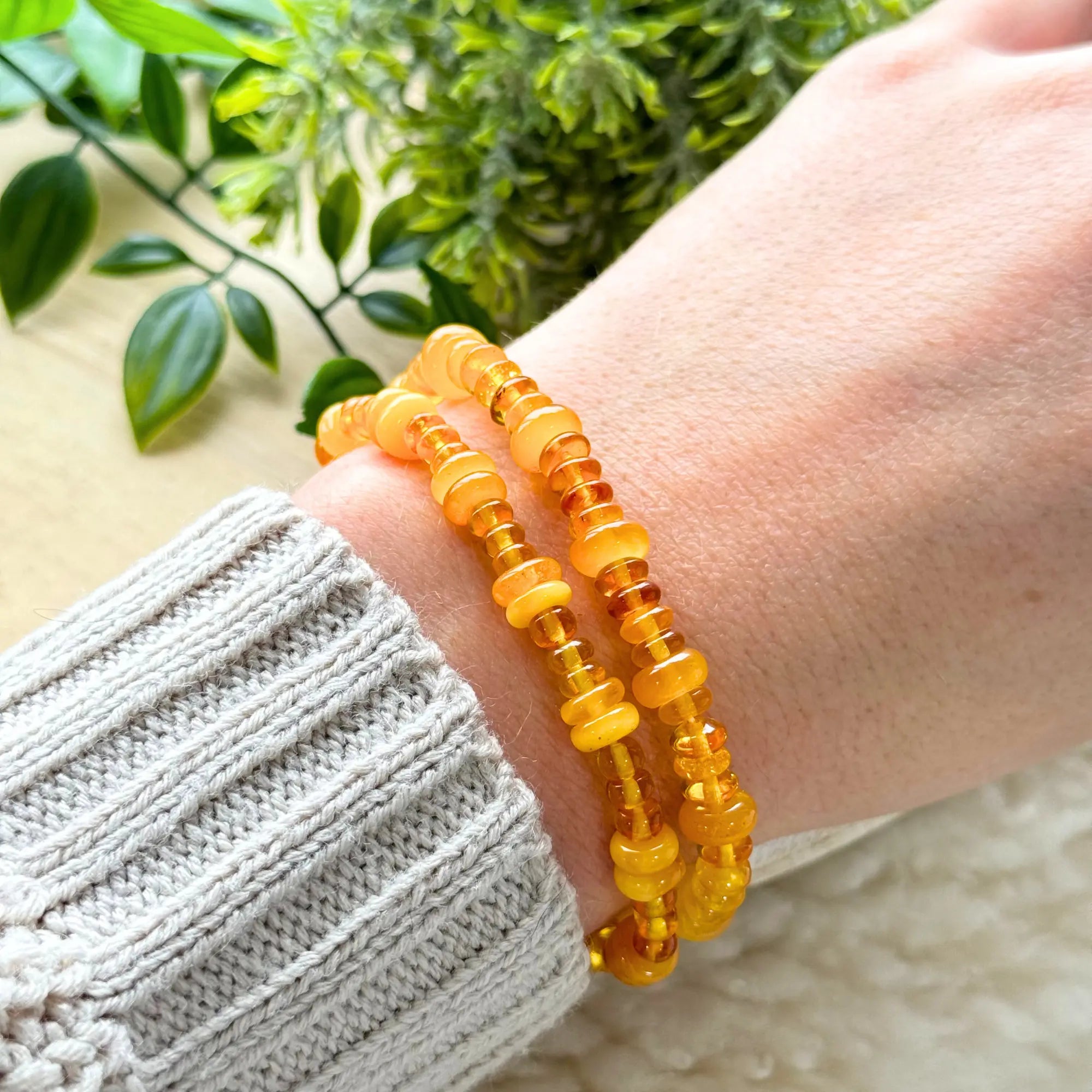 Amber Beaded Fossilized Resin Bracelet Arabella Crystals
