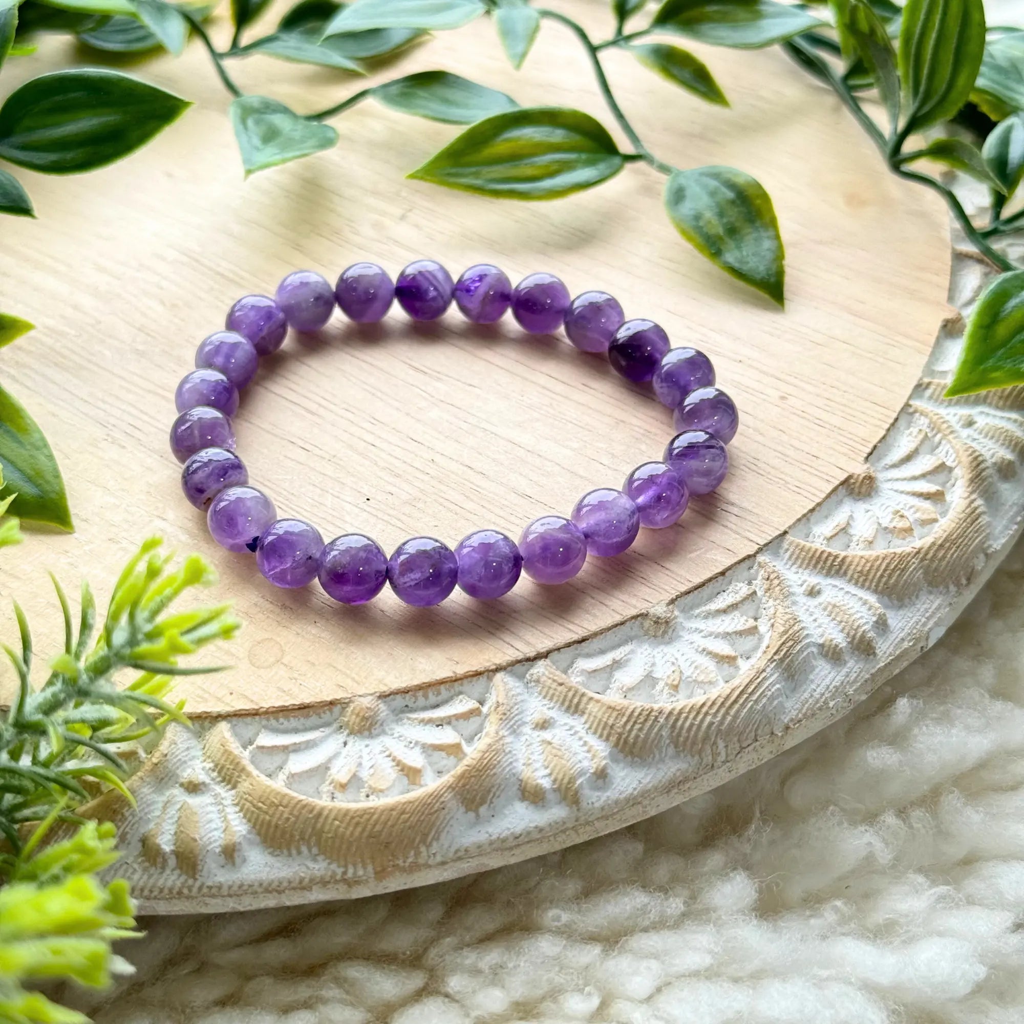 Amethyst Beaded Gemstone Bracelet Arabella Crystals