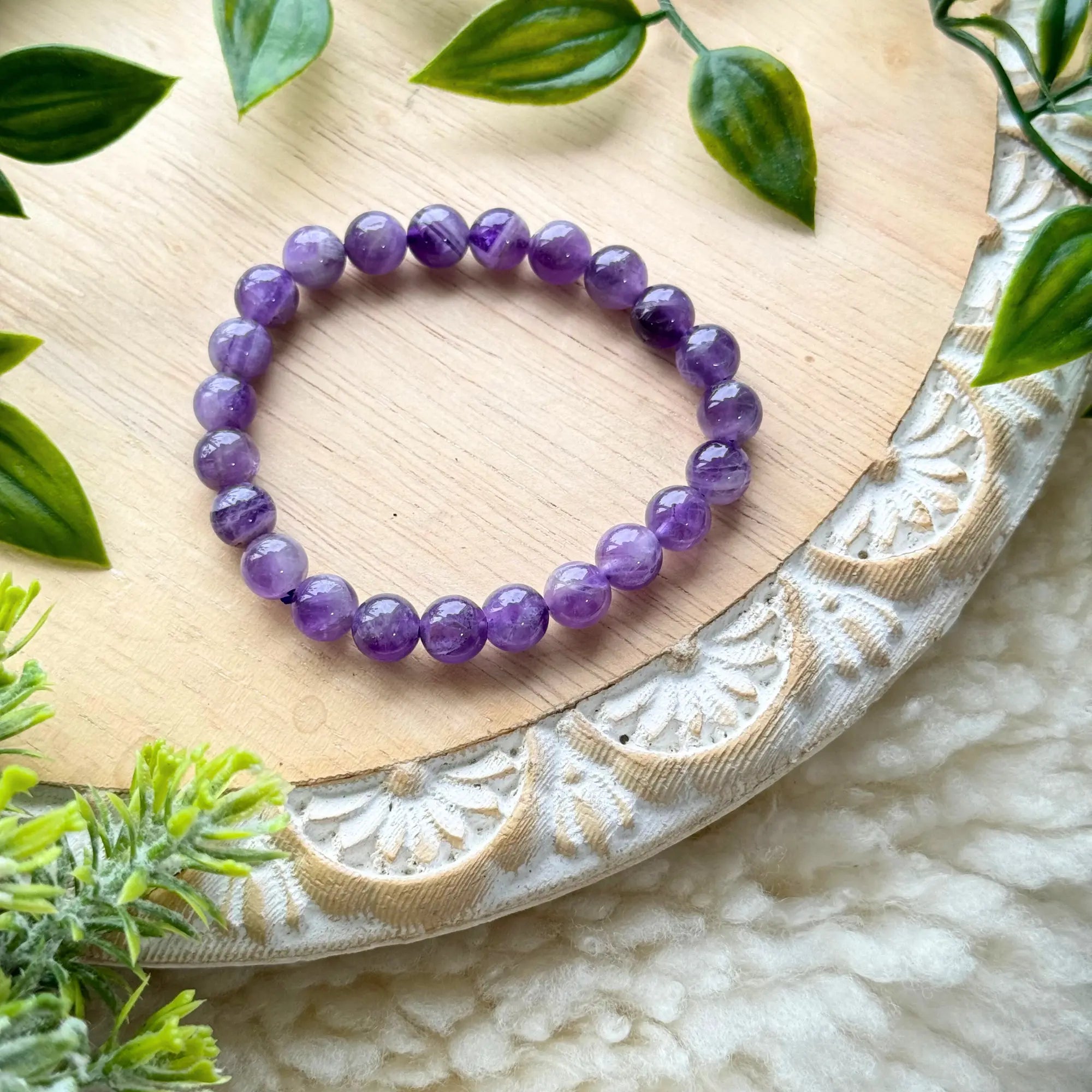 Amethyst Beaded Gemstone Bracelet Arabella Crystals