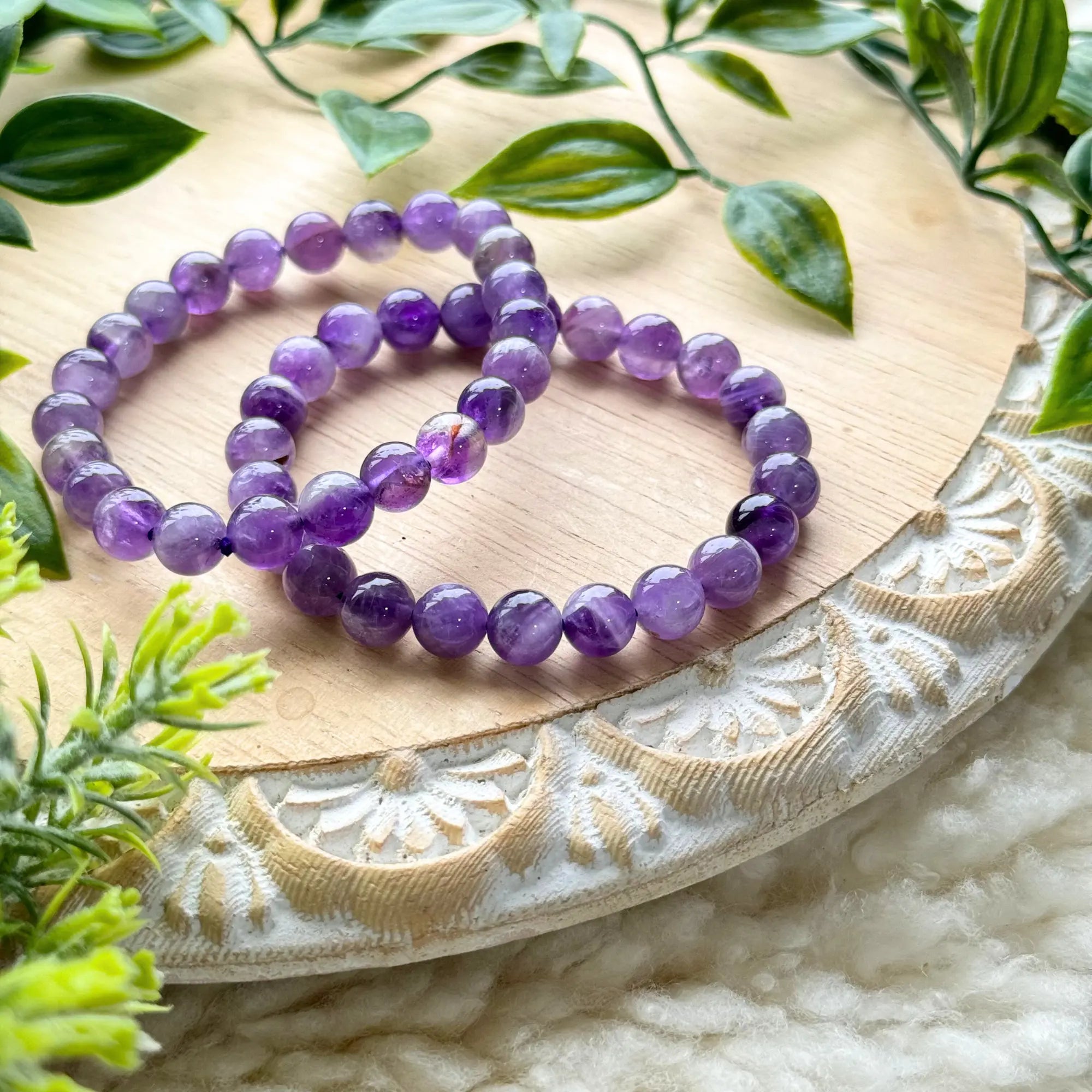 Amethyst Beaded Gemstone Bracelet Arabella Crystals