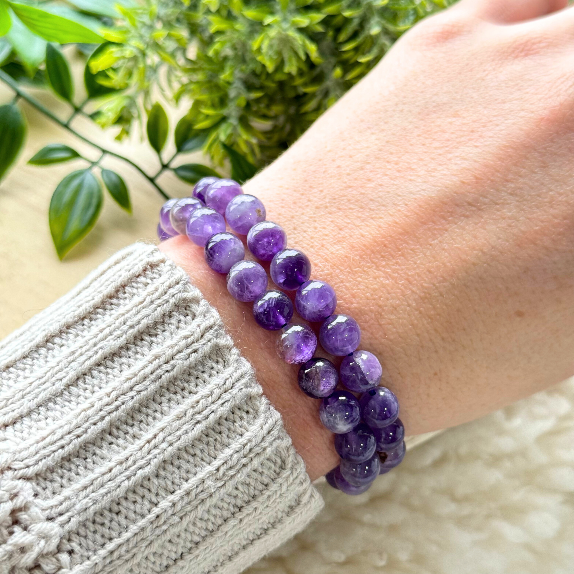 Amethyst Beaded Gemstone Bracelet