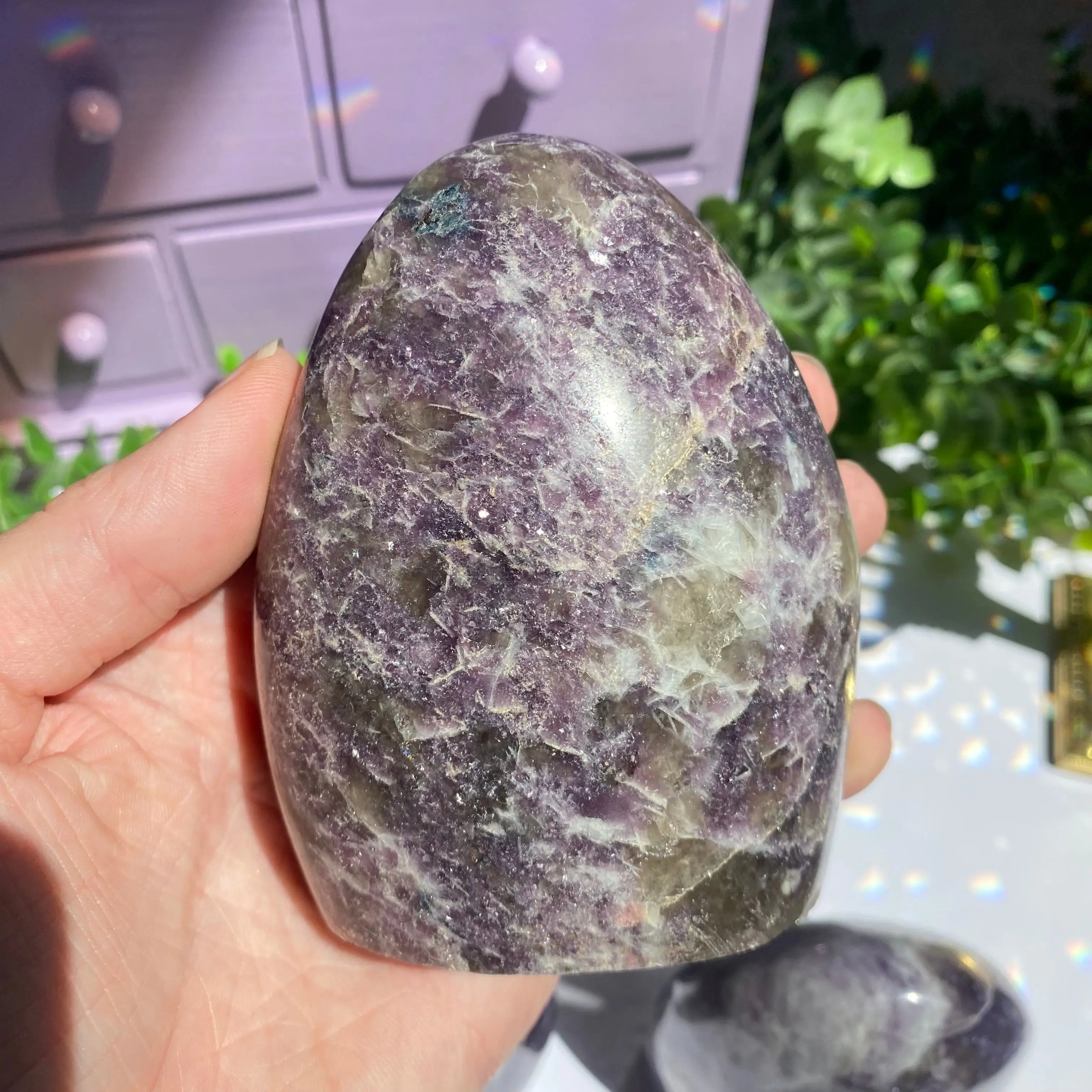 Lepidolite x Smoky Quartz (Unicorn Stone) Free Form Arabella Crystals