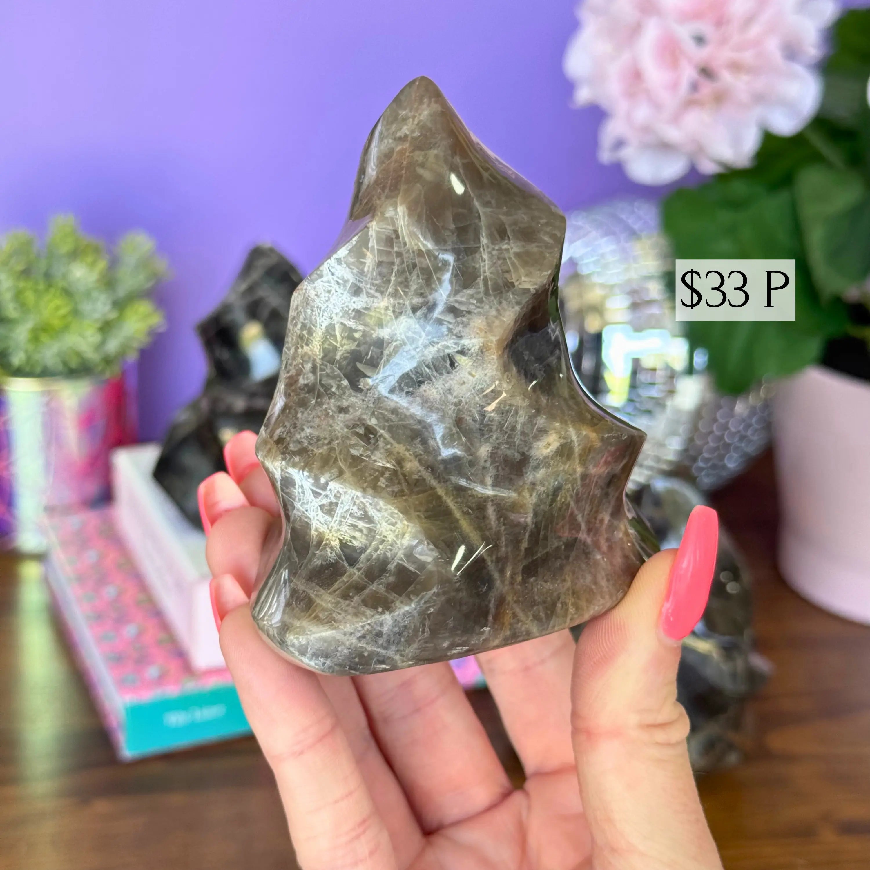 Black Moonstone Flames Arabella Crystals
