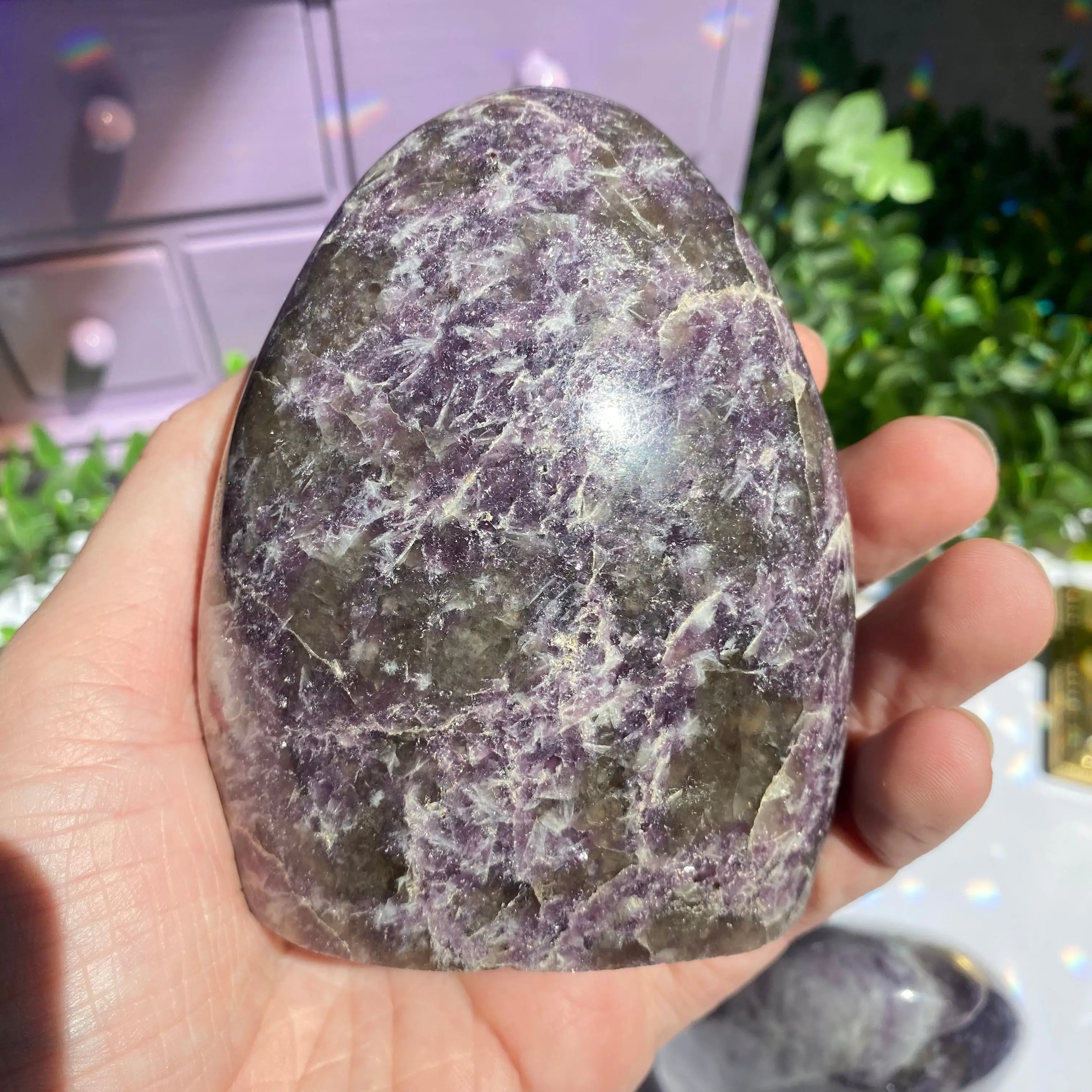 Lepidolite x Smoky Quartz (Unicorn Stone) Free Form Arabella Crystals