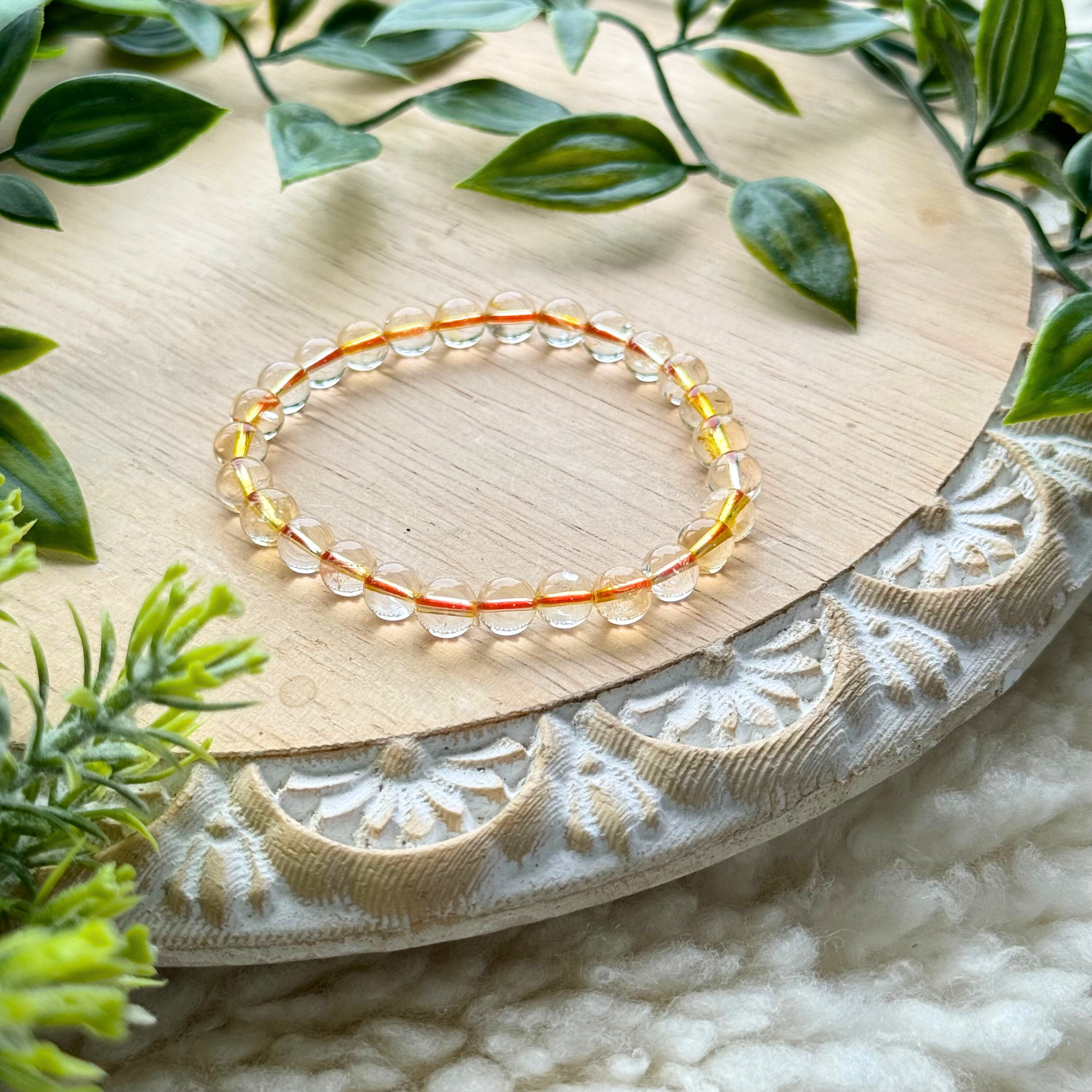Genuine Citrine Beaded Gemstone Bracelet