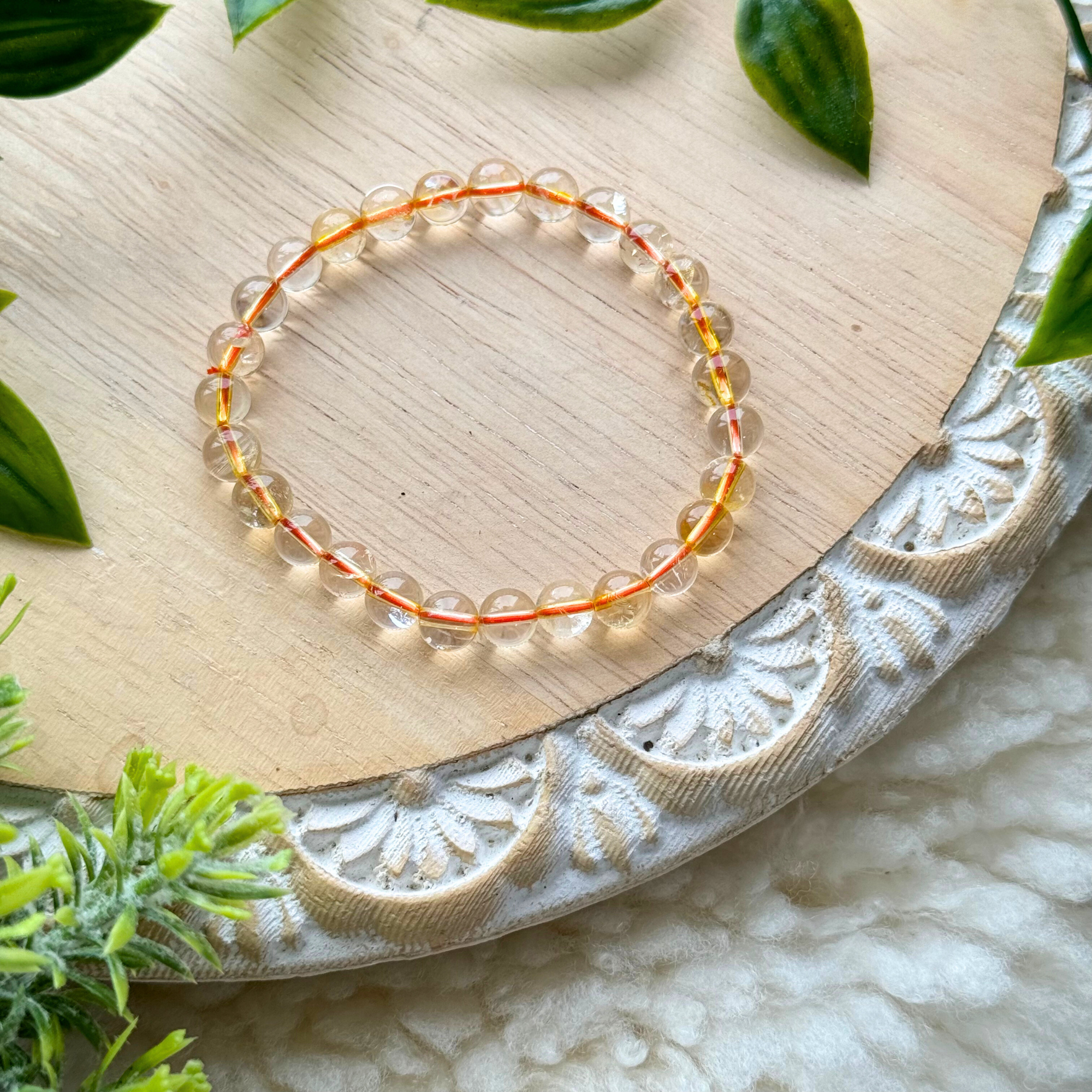 Genuine Citrine Beaded Gemstone Bracelet