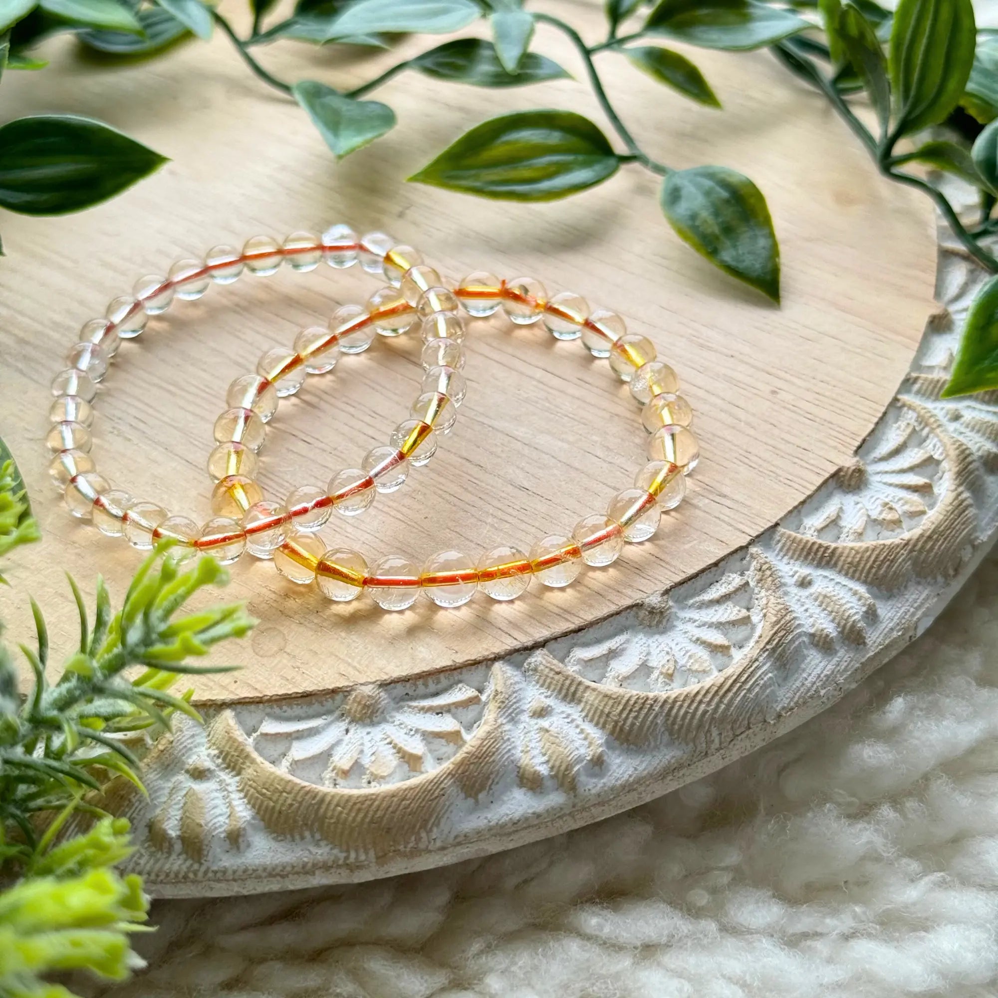 Genuine Citrine Beaded Gemstone Bracelet Arabella Crystals