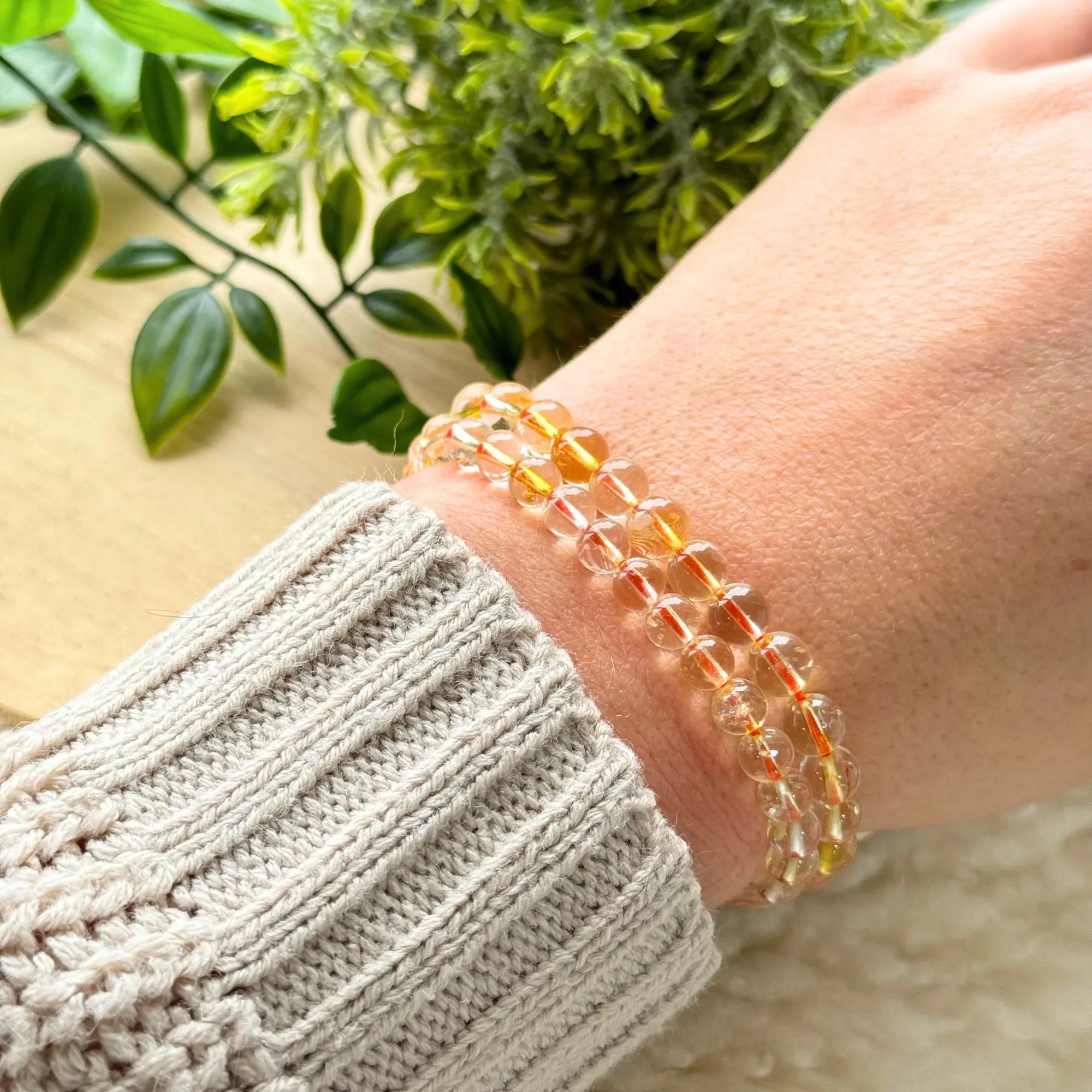 Genuine Citrine Beaded Gemstone Bracelet Arabella Crystals