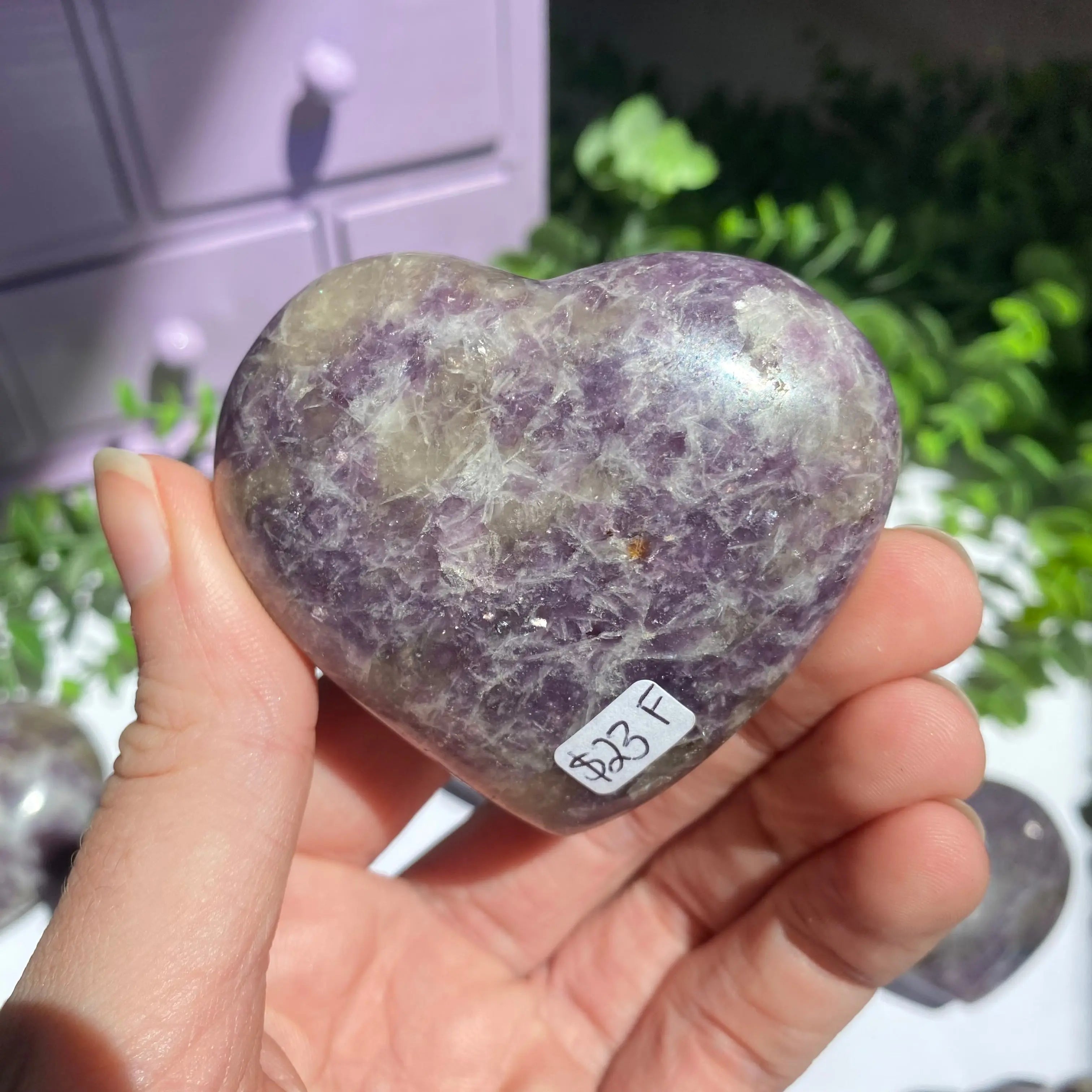 Lepidolite x Smoky Quartz (Unicorn Stone) Heart Arabella Crystals