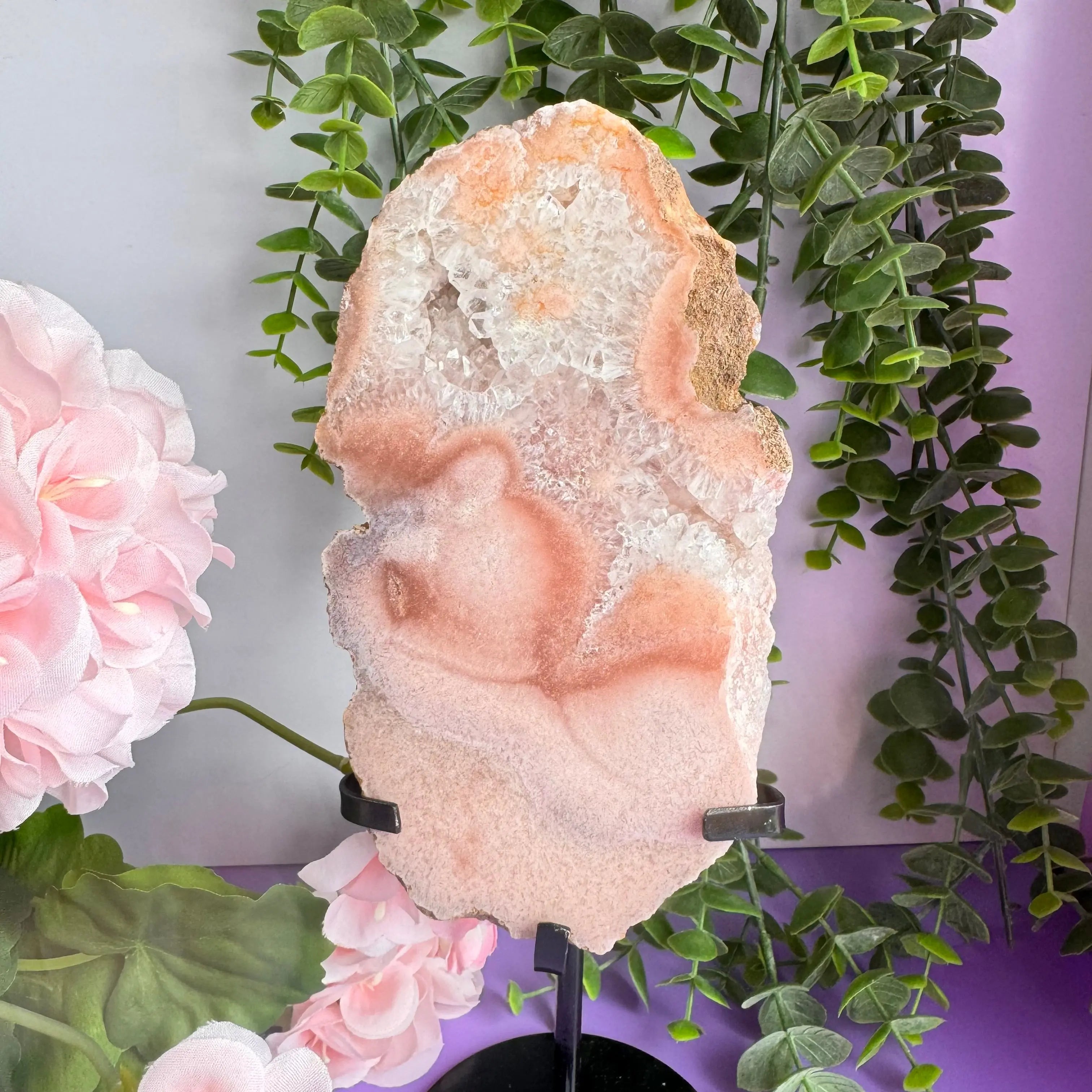 Flower Agate x Amethyst Stand Arabella Crystals