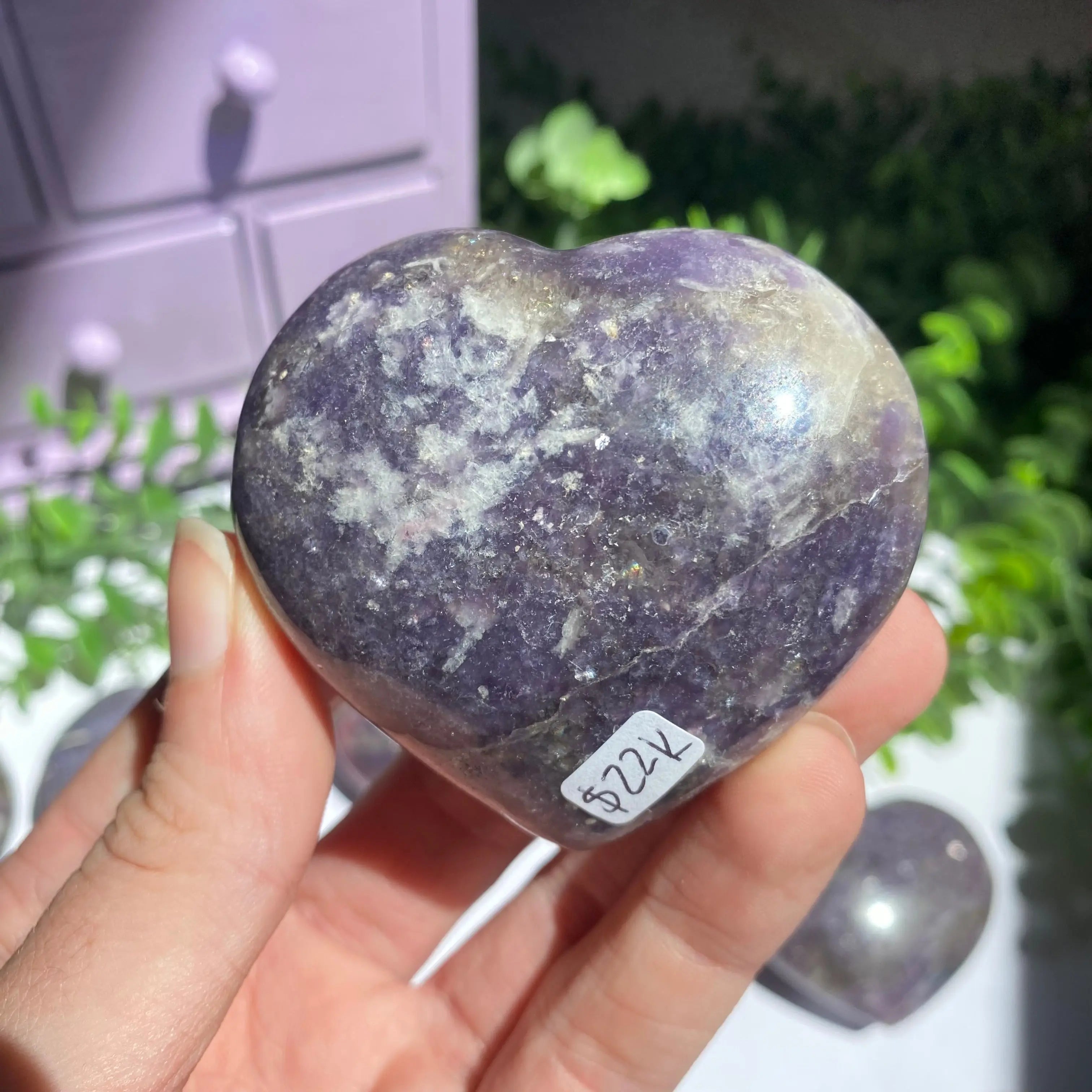 Lepidolite x Smoky Quartz (Unicorn Stone) Heart Arabella Crystals