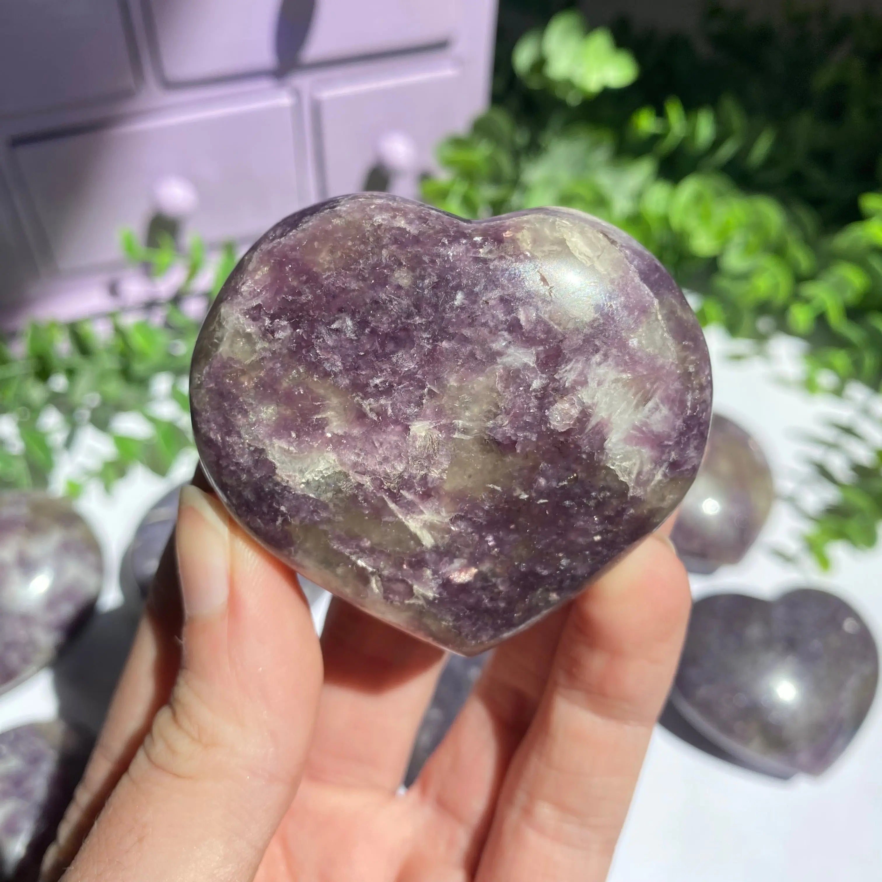 Lepidolite x Smoky Quartz (Unicorn Stone) Heart Arabella Crystals