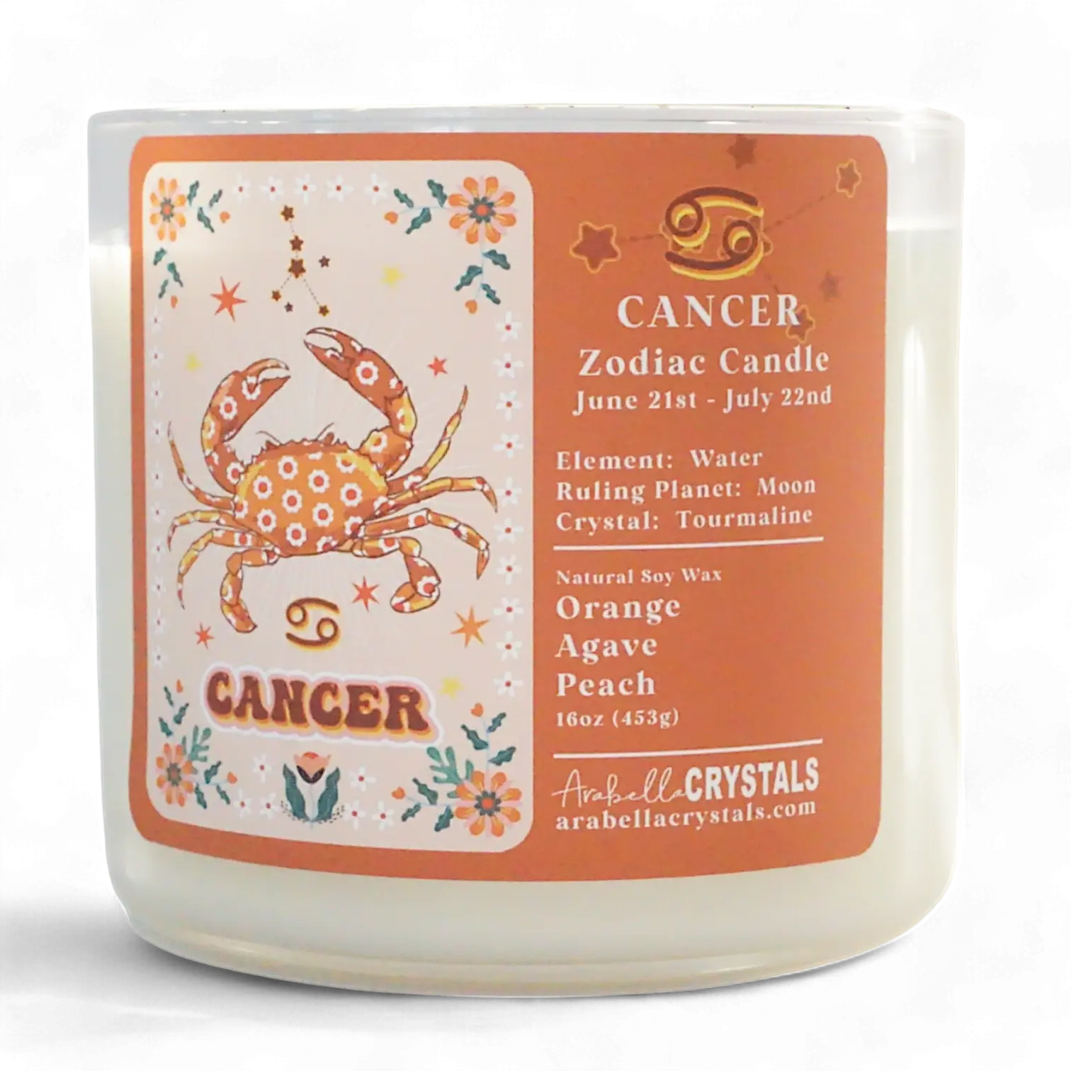 Cancer 3-Wick Zodiac Candle Notes of: Orange, Agave & Peach