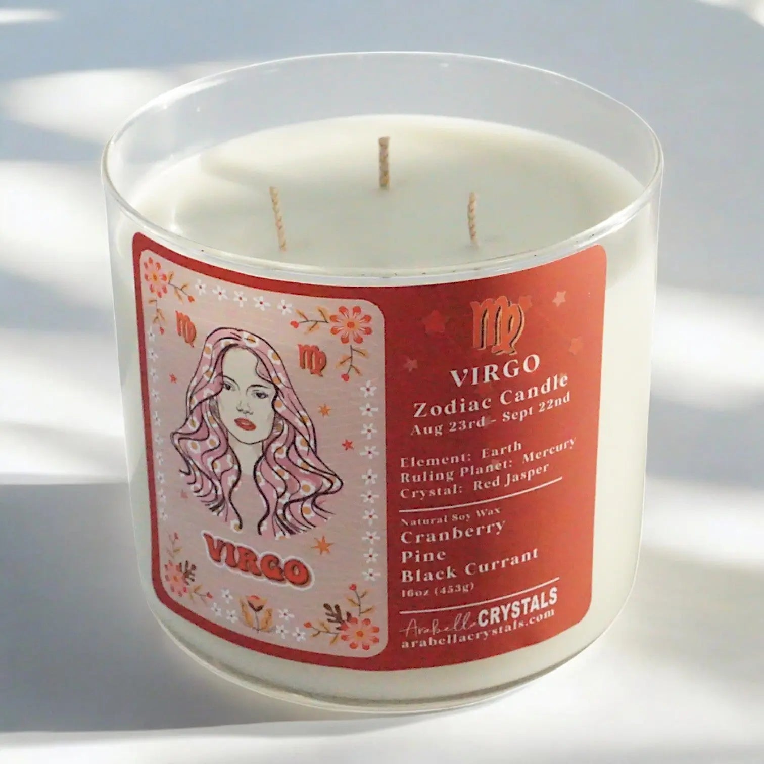 Virgo 3-Wick Zodiac Candle Notes of: Cranberry, Pine & Black Currant