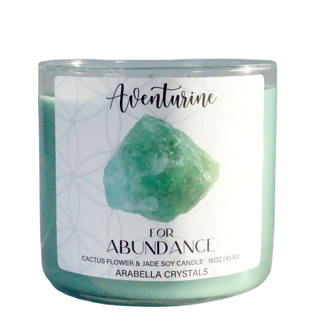 Aventurine Crystal 3-Wick Candle Notes of: Agave, Green Floral & Chrysanthemum