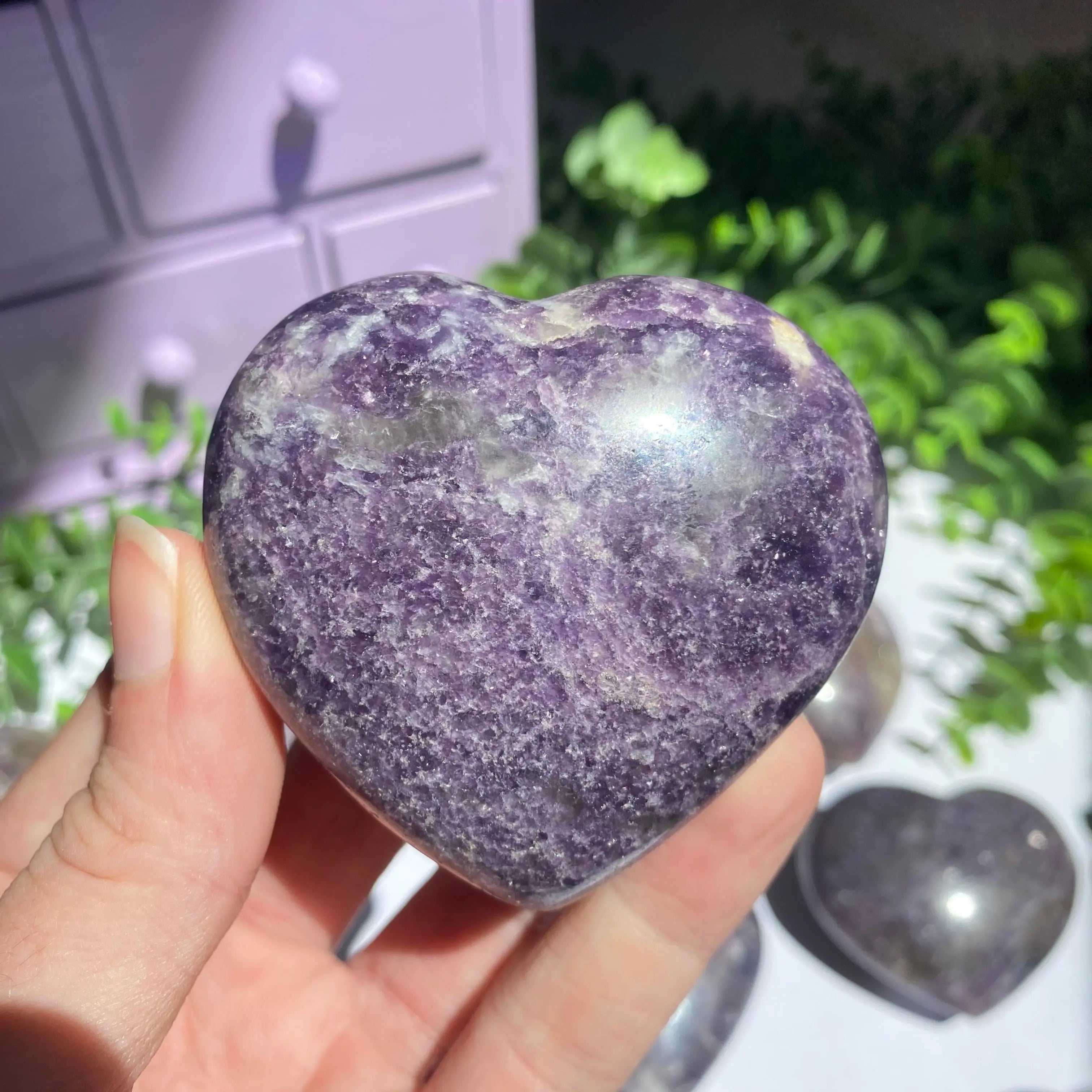 Lepidolite x Smoky Quartz (Unicorn Stone) Heart Arabella Crystals