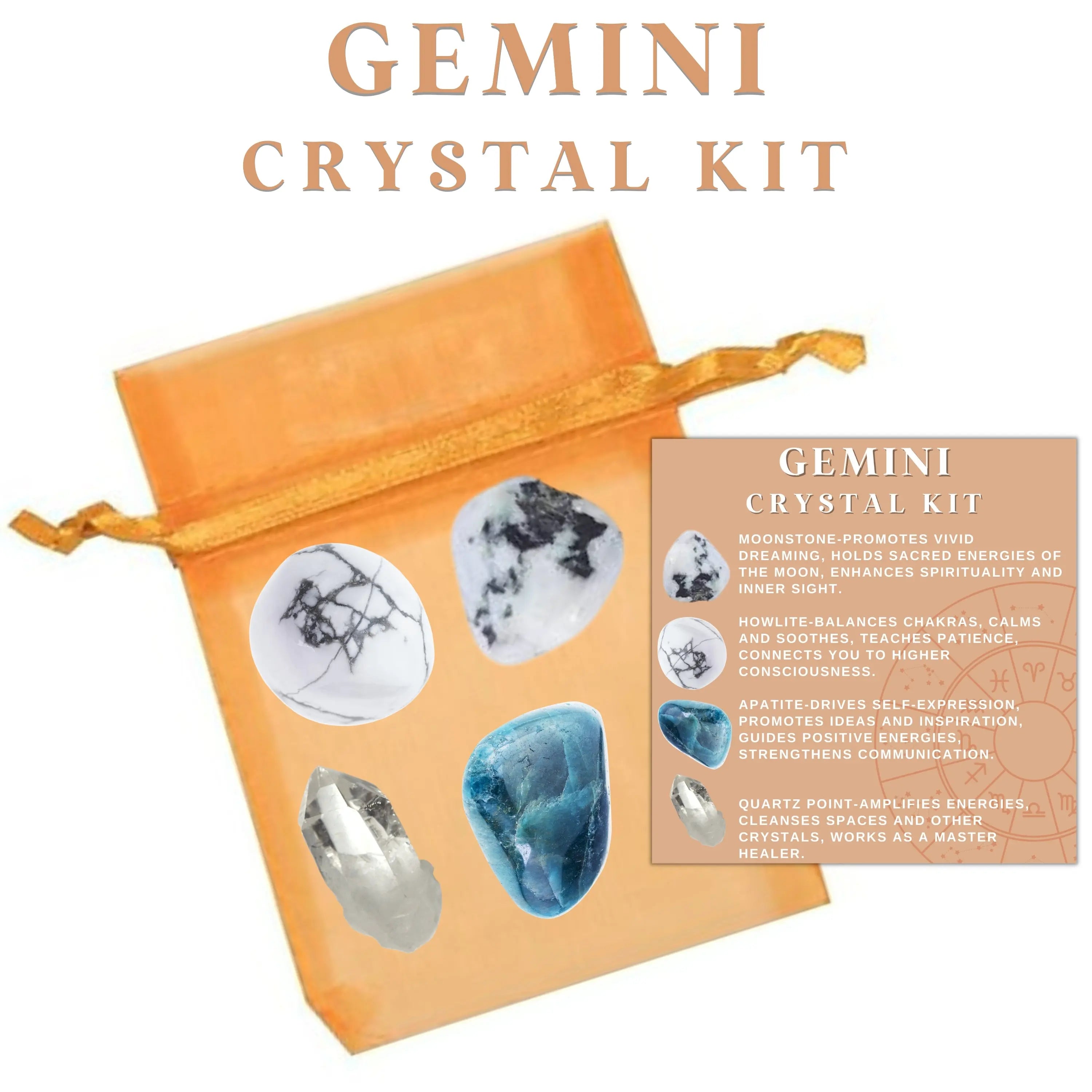 Gemini Zodiac Crystal Kit Curiosity, Adaptability, Communication