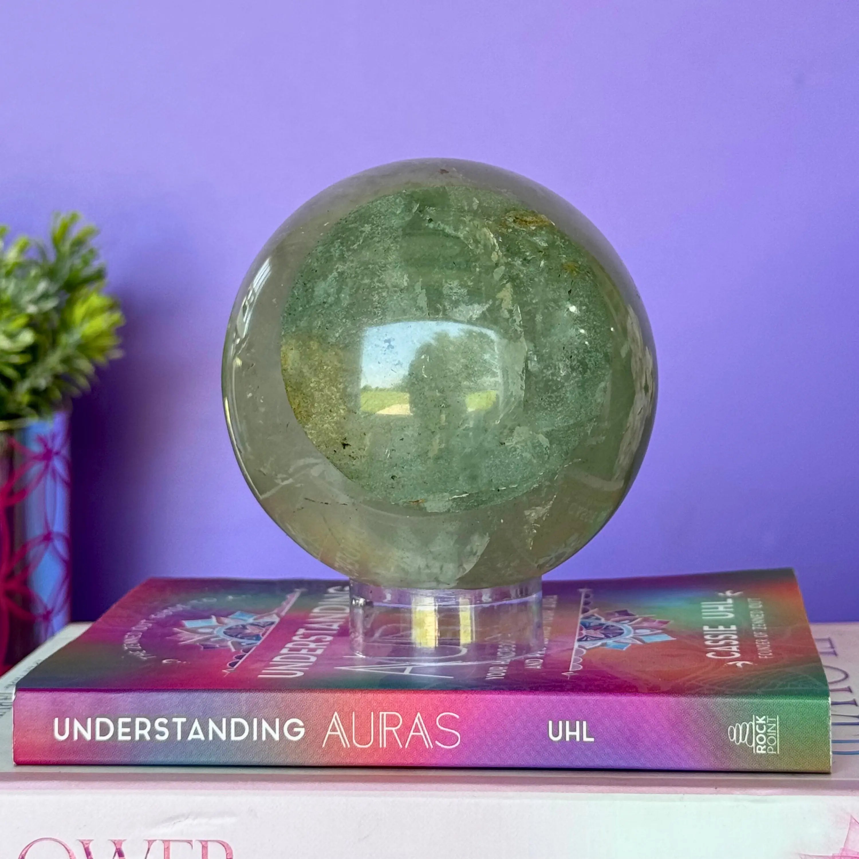 Green Chloride in Quartz "Garden Quartz" Sphere Arabella Crystals