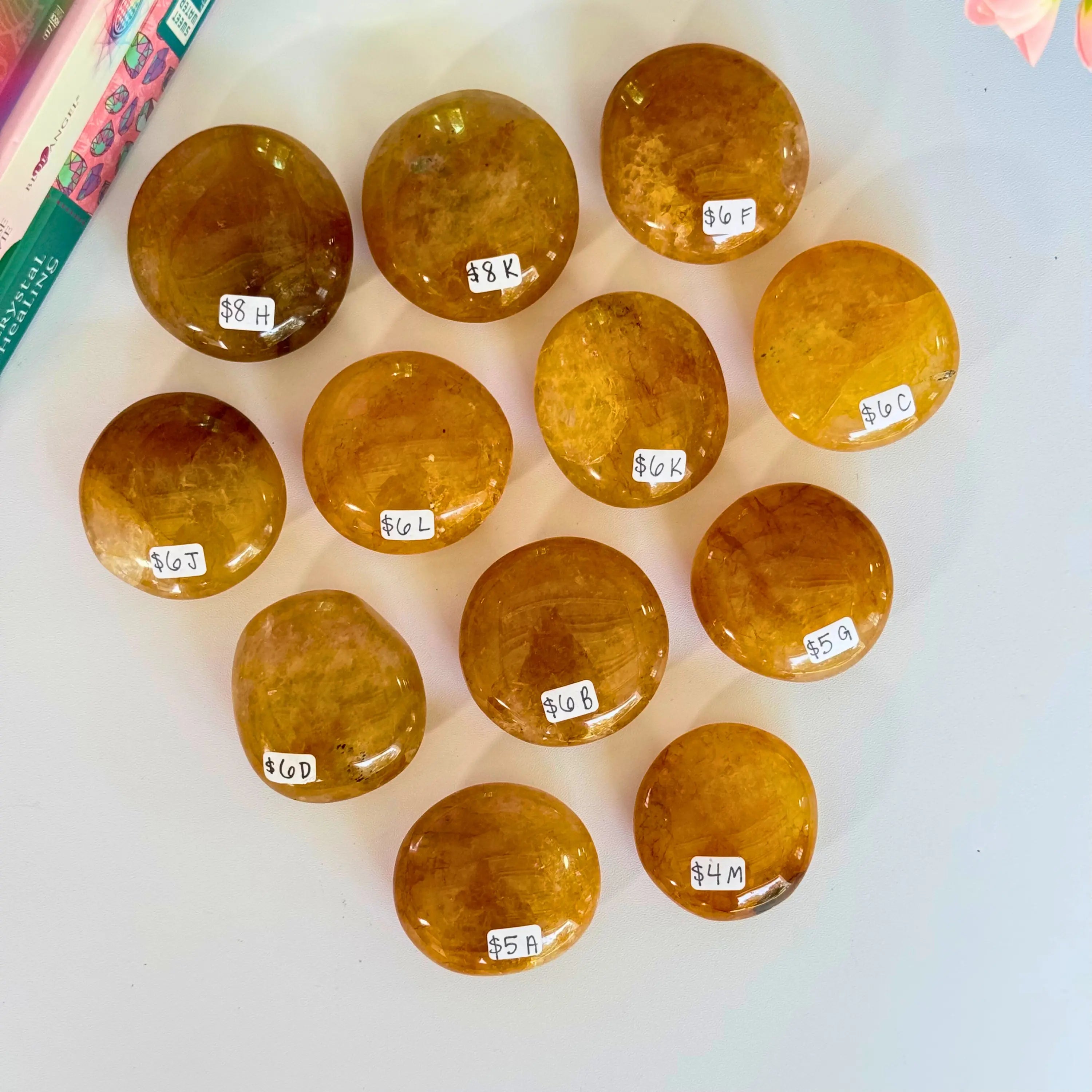 Golden Healer Palm Stones Arabella Crystals