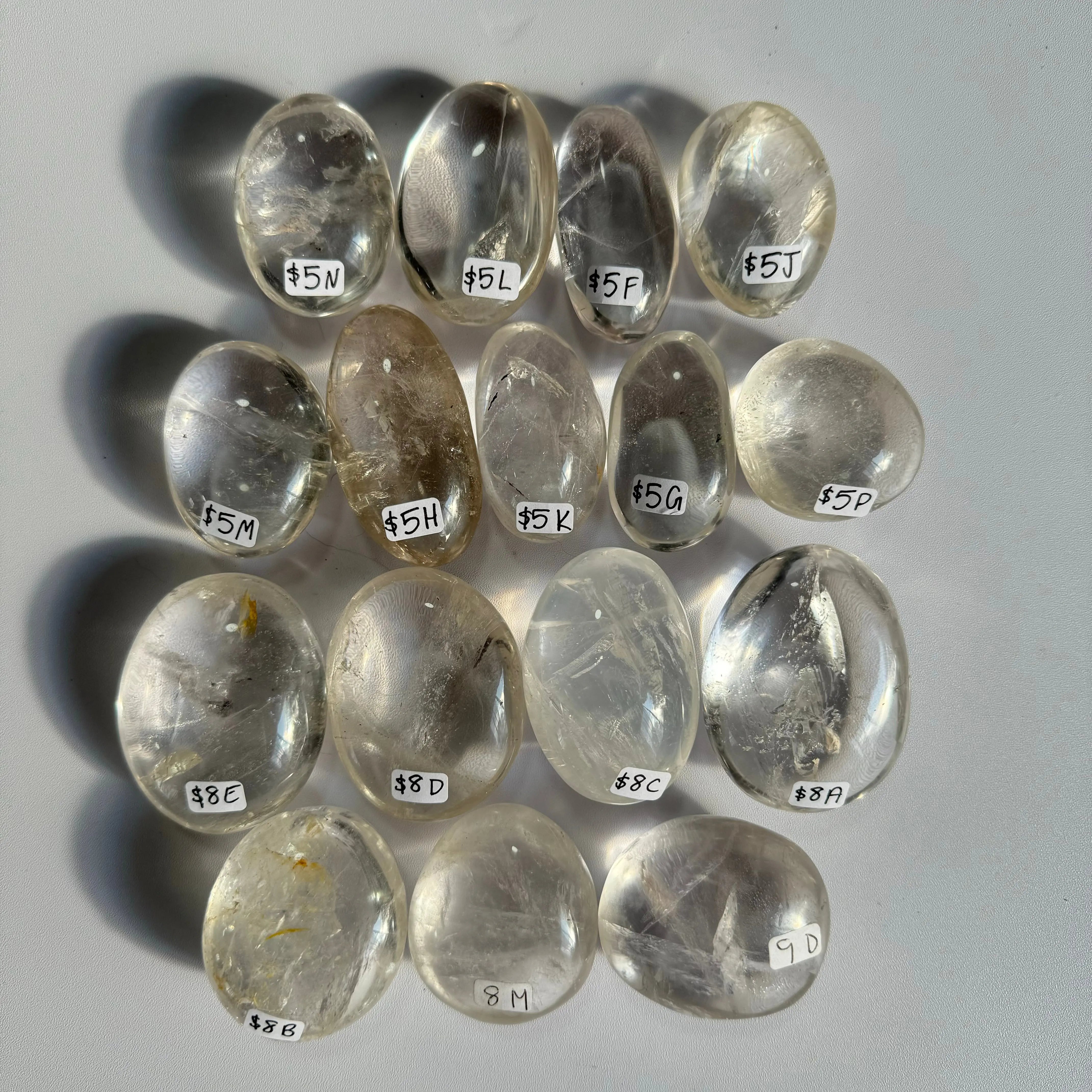 Clear Quartz Palm Stone Arabella Crystals