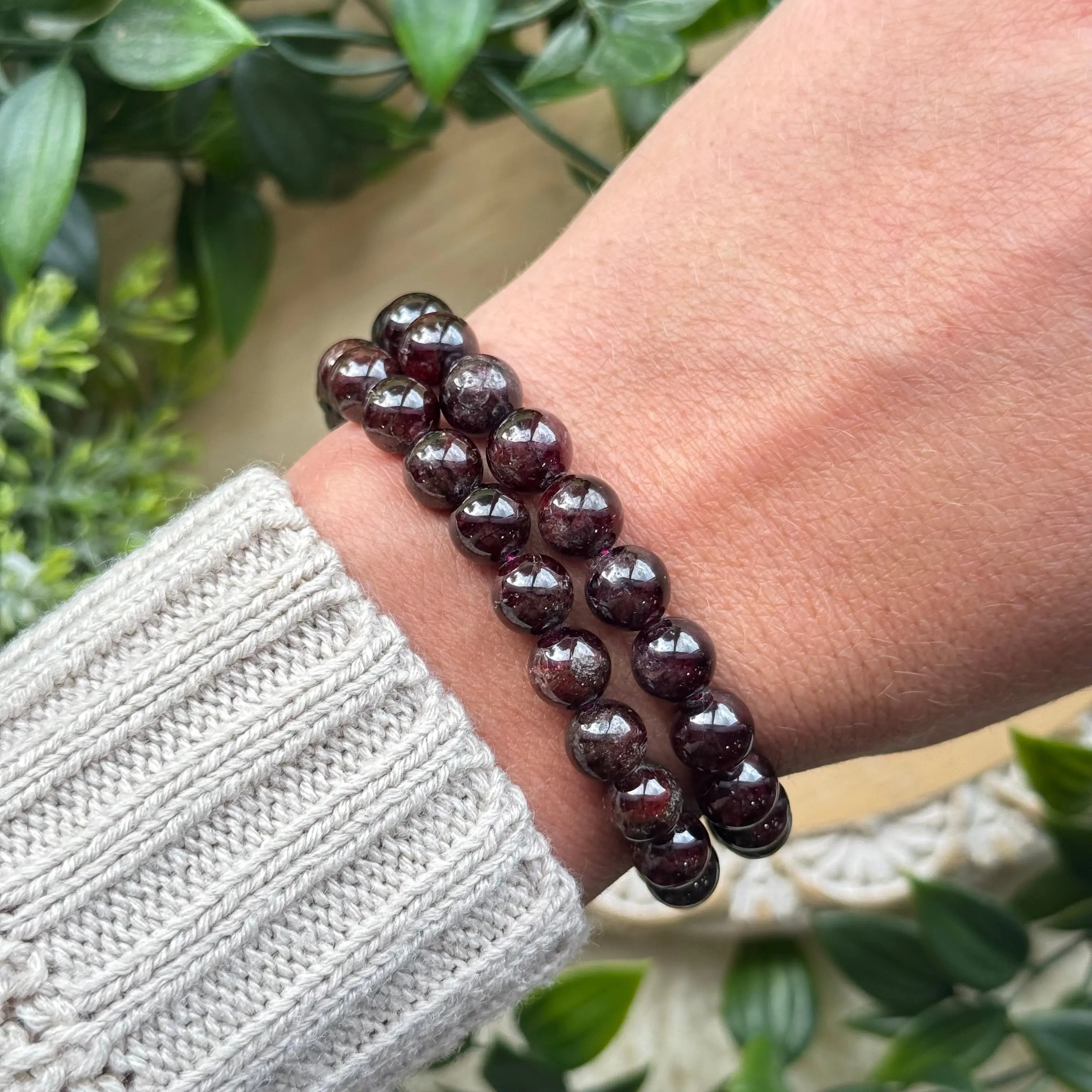 Garnet Beaded Gemstone Bracelet Arabella Crystals