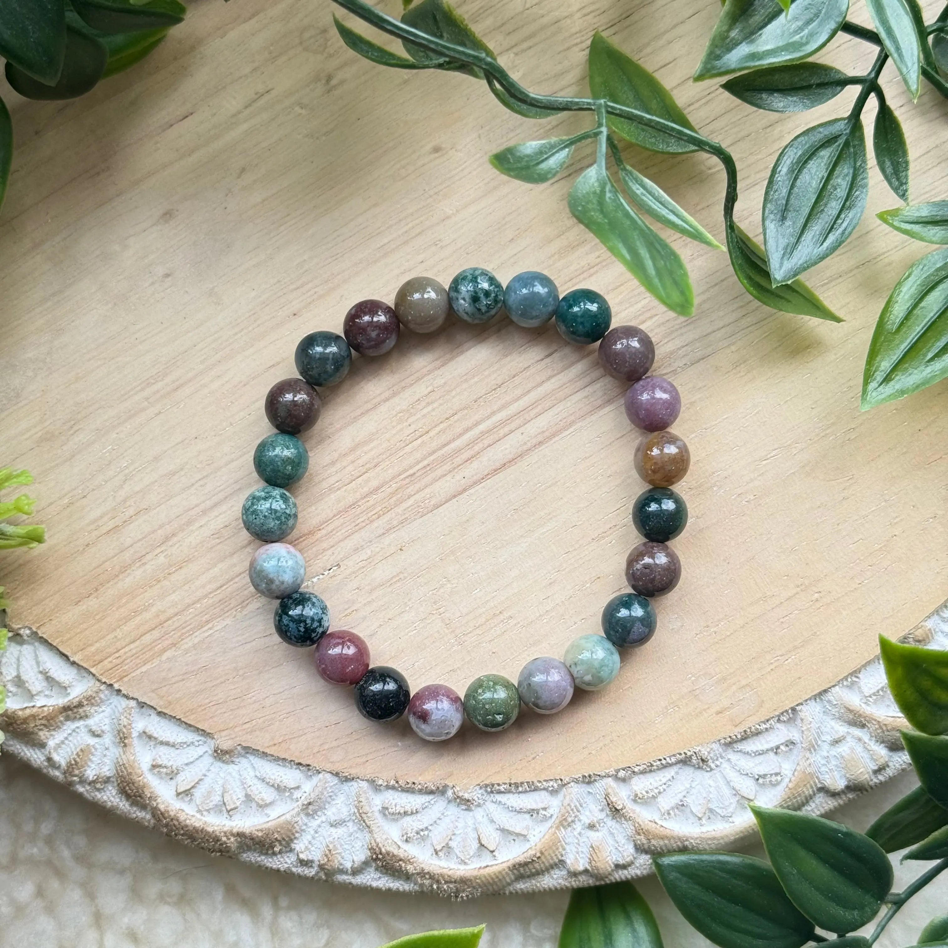 Indian Agate Beaded Gemstone Bracelet Arabella Crystals